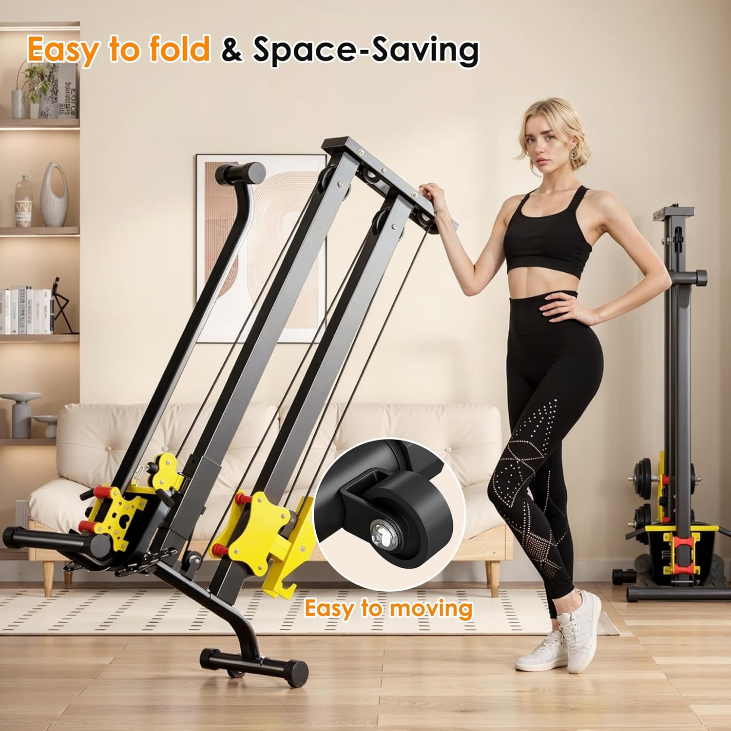 soges Foldable LAT Pull Down Machines & Rowing Machine, Multi-Functional Low Row Cable LAT Tower, Home Fitness Exercise Workout Station Strength Training Bar Machine - Image 6