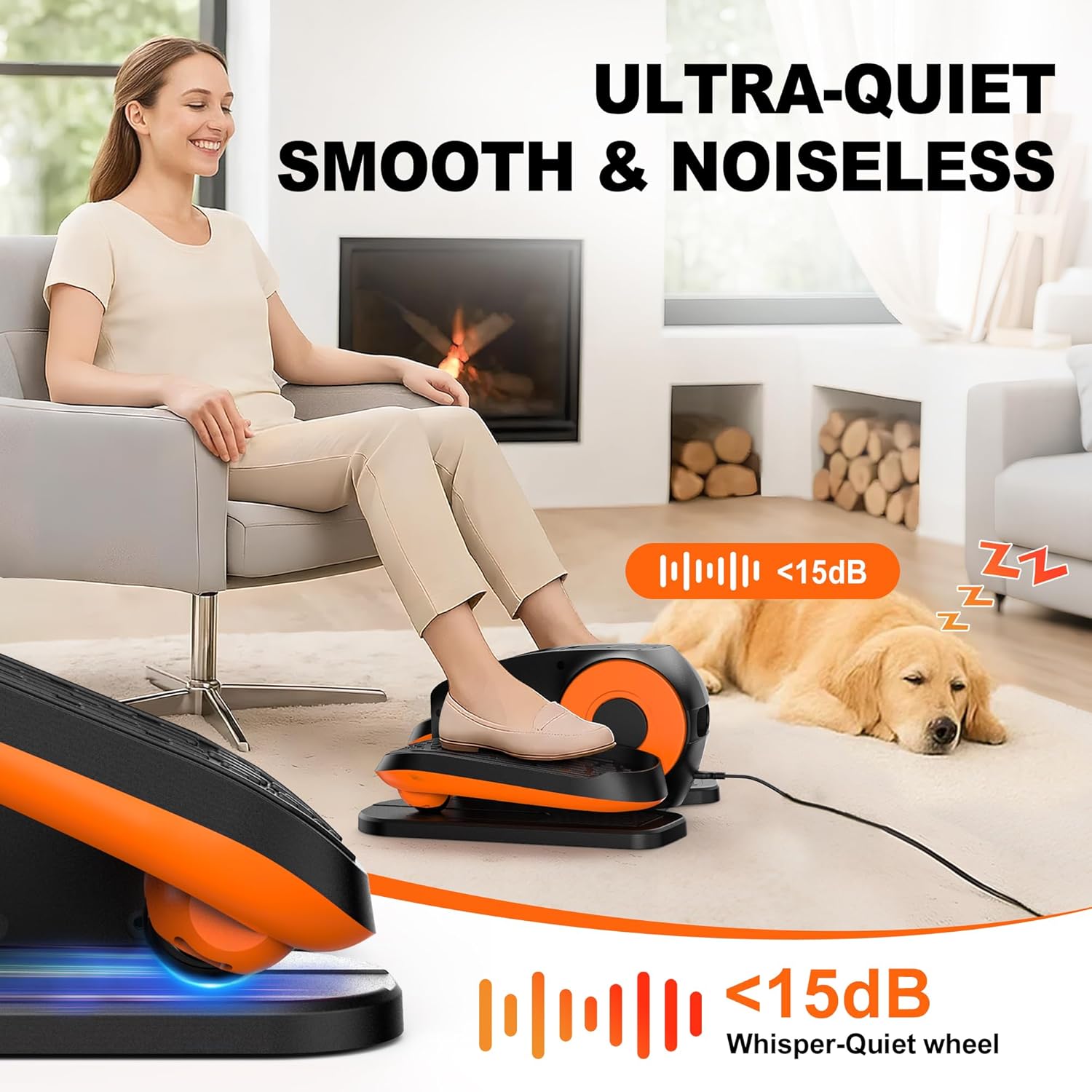 Under Desk Elliptical, Electric Leg Exerciser as Seen on TV for Seniors with 12 Adjustable Speed, Quiet Portable Electric Seated Pedal Exerciser Machine with Remote Control for Home Office - Image 5