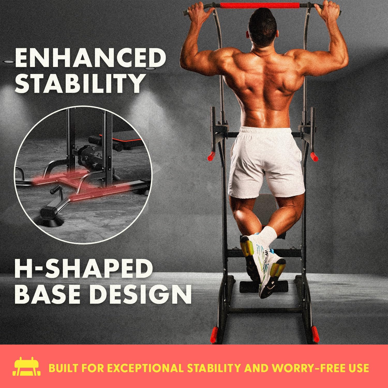 SQUATZ Pull-Up Workout Station with Bench - Multifunctional Gym Equipment Setup w/Pulling Bar, Sit-Up Board, Backrest, Elbow Pad, & Steel Main Frame, Great for Home Exercise and Weight Training - Image 3