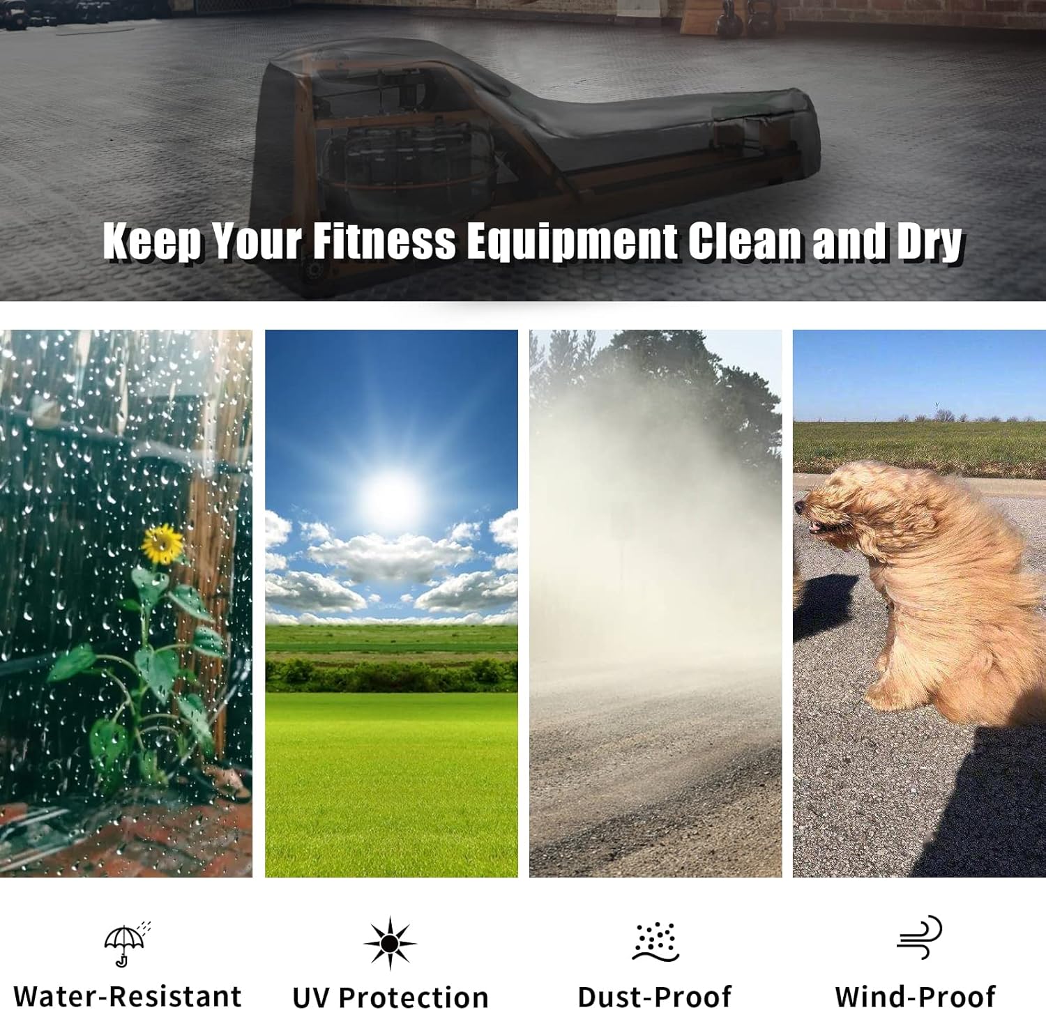 Rowing Machine Cover, Rower Outdoor Cover for Concept 2 Rowing Machine Waterproof Row Machine Cover for Hydrow Rowing Machine, Dustproof Fitness Equipment Protective Cover - Image 5