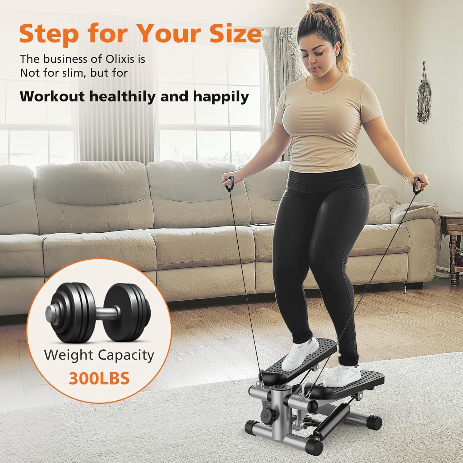 OLIXIS Steppers for Exercise at Home Workout Equipment, Mini Stepper Exercise Machine 300lbs, Twist Step with Resistance Bands, Cardio Weight Loss Equipment Home Fitness - Image 2