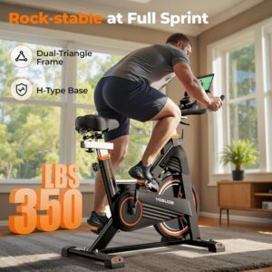 YOSUDA PRO Magnetic Exercise Bike 350 lbs Weight Capacity – Indoor Cycling Bike Stationary with Comfortable Seat Cushion, Silent Belt Drive
