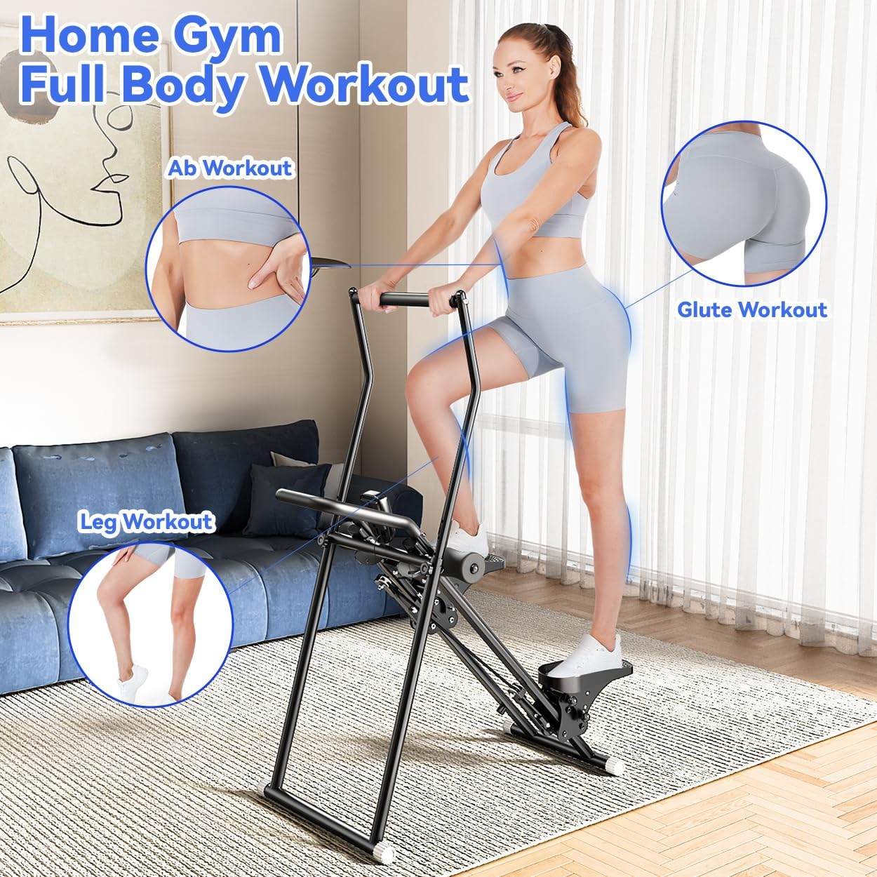 Stair Stepper & Ab Machine by SEWD, 2-in-1 Cardio Workout Equipment with Adjustable Handlebar & Large Pedals, 90% Pre-Assembled Fitness Equipment, Quickly Switch from Stepper to Abdominal Machine - Image 2
