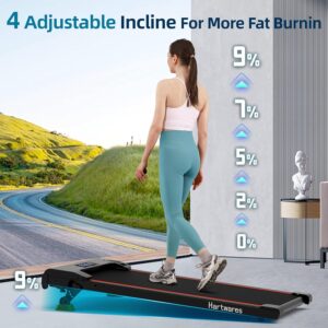 Walking Pad Treadmill with Incline, Under Desk Treadmills for Home Office Small, 2.5HP Brushless Motorized, App Compatible, Portable Walking Pad with Remote Control, 300lb Capacity