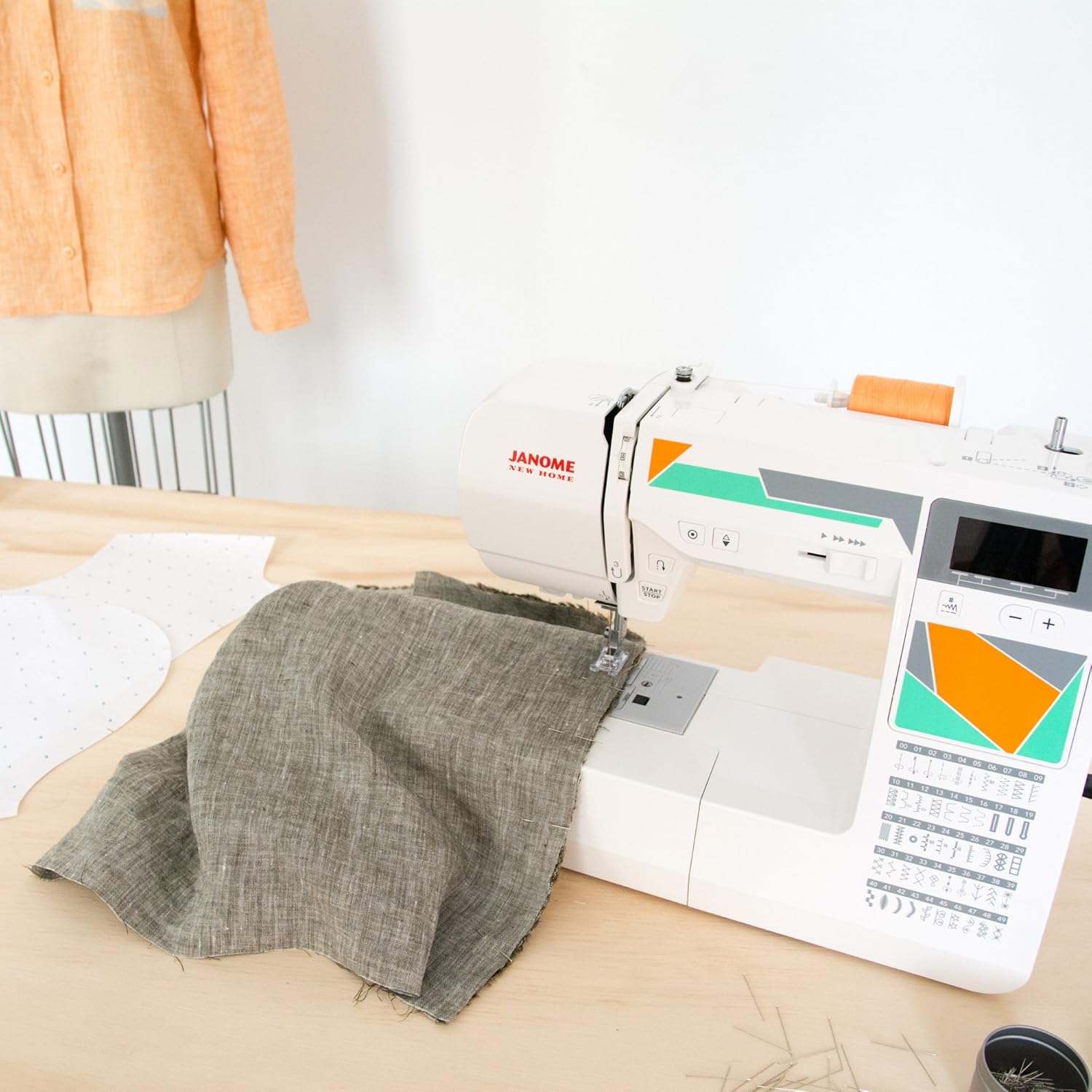 Janome MOD-50 Computerized Sewing Machine with 50 Built-In Stitches, 3 One-Step Buttonholes, Drop Feed and Accessories Red - Image 5