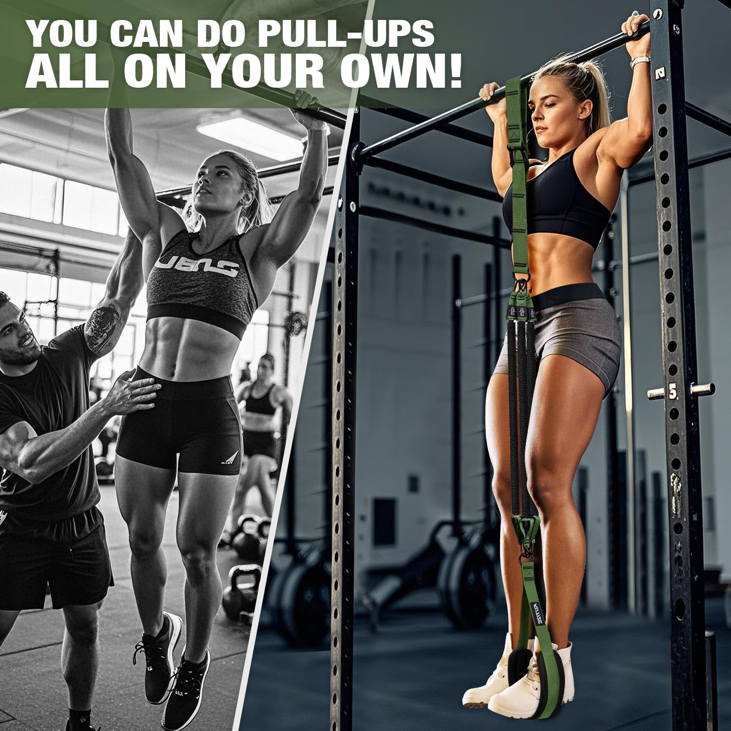 Pull Up Assistance Bands, Pull Up Bar Resistance Bands, Pull Up Bands for Enhanced Strength Training, Muscle Training, 3 Heavy-Duty Adjustable Pull Up Assist Strap & Comfortable Foot Strap - Image 2