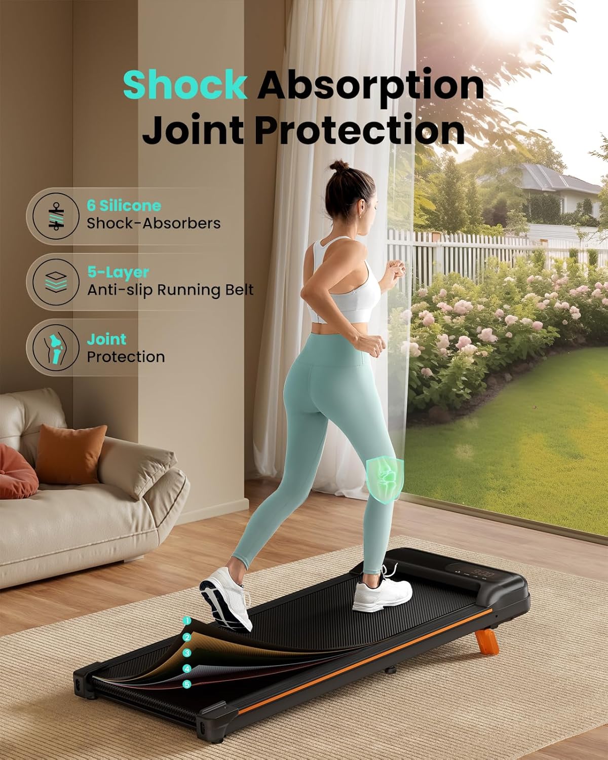 Walking Pad, Under Desk Treadmill with Incline for Home Office 2.5HP Portable Walking Treadmill with 265 Lbs Weight Capacity Walking Machine, Remote Control, LED Display - Image 6