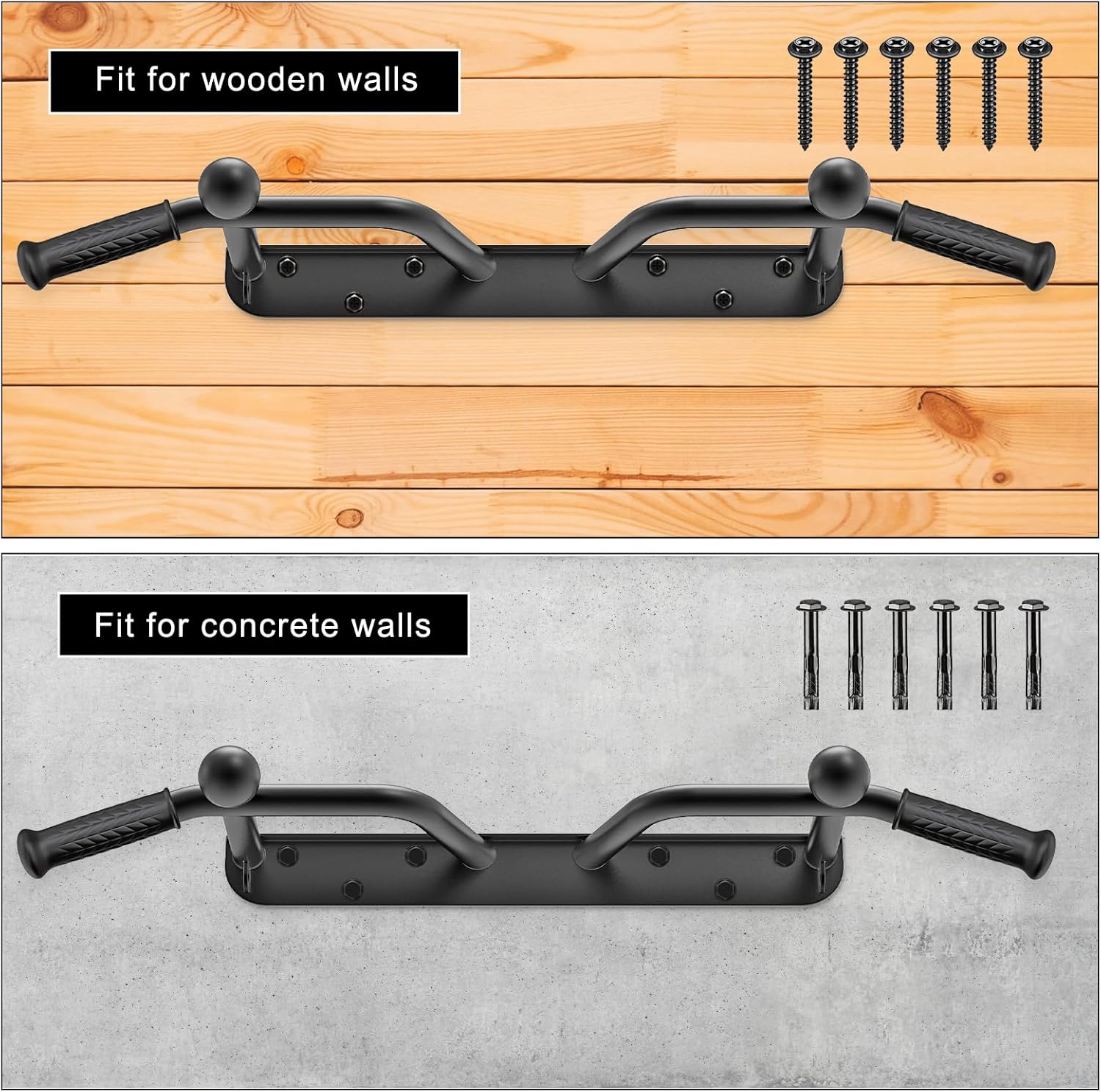 Pull Up Bar Wall Mount 440 LBS Capacity Doorway Chin Up Bar Multifunctional Steel Chinup Bar with with Resistance Band Hooks for Indoor Home Gym Garage - Image 5