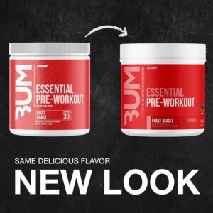 RAW Essential Pre-Workout Powder (Fruit Burst) – Chris Bumstead Sports Nutrition Supplement for Men & Women – Preworkout Energy Powder with Caffeine, L-Citrulline, L-Tyrosine, & Beta Alanine Blend