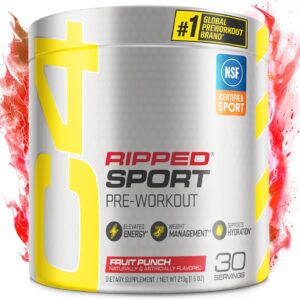 Cellucor C4 Ripped Sport Pre Workout Powder Fat Burner – NSF Certified for Sport + Sugar Free Preworkout Energy Supplement for Men & Women – 135mg Caffeine + Weight Loss – Fruit Punch, 30 Servings