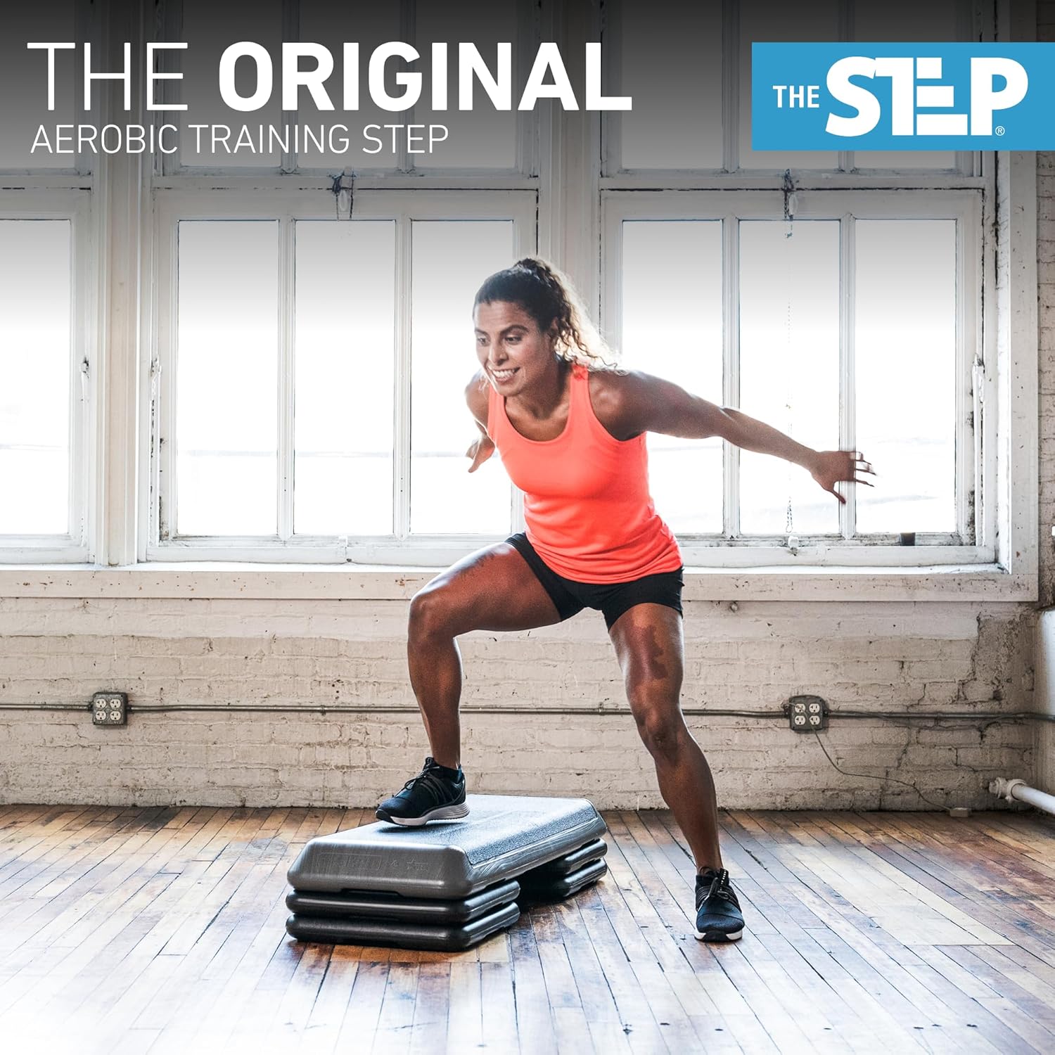The Original STEP Exercise Step Platform, Health Club Size Stepper for Exercise at Home with 4 Stackable Risers for Height Adjustments - Image 2