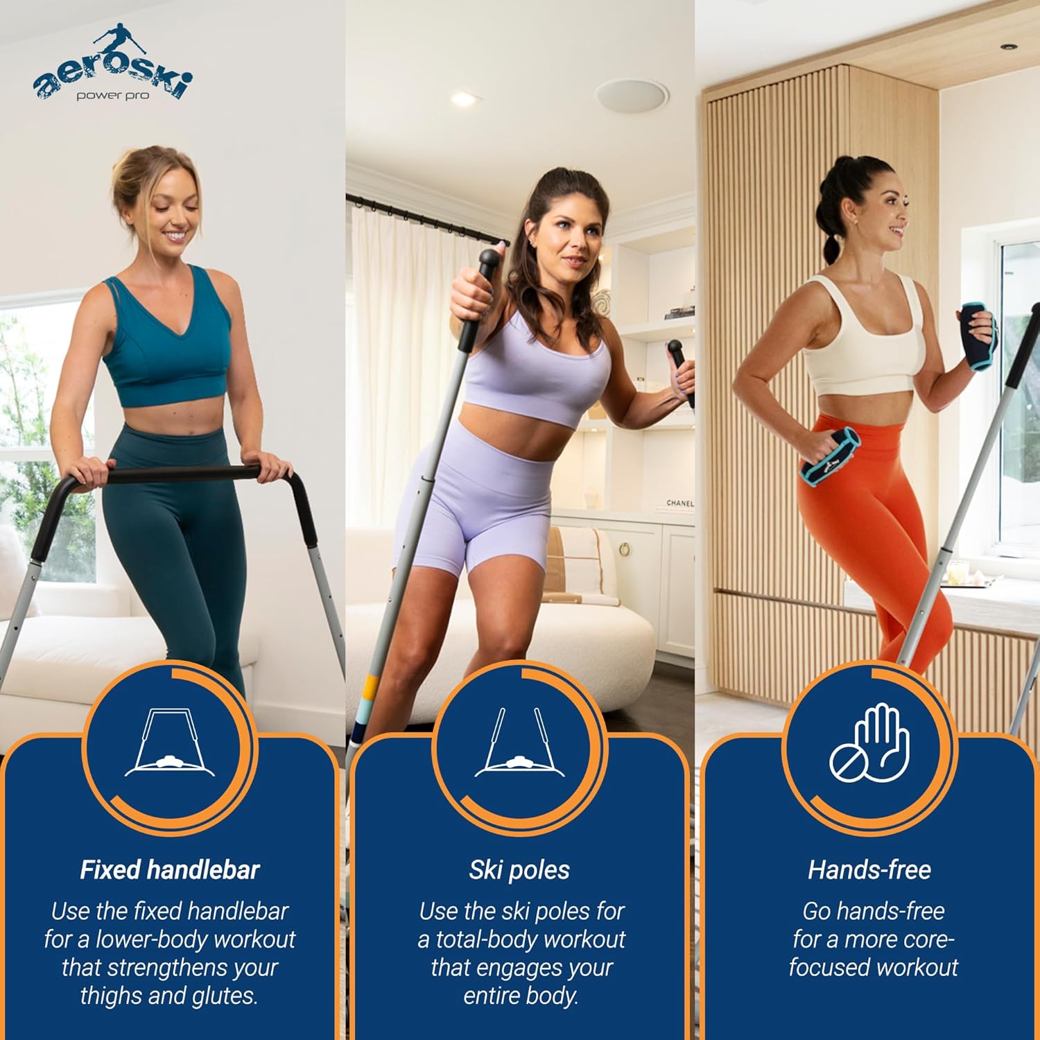 Aeroski Ski Simulator Workout Machine w/ Recoil Spring Resistance, 2 Poles & VR Goggles - Low Impact Elliptical Exercise Equipment for Home and Gym - Image 7