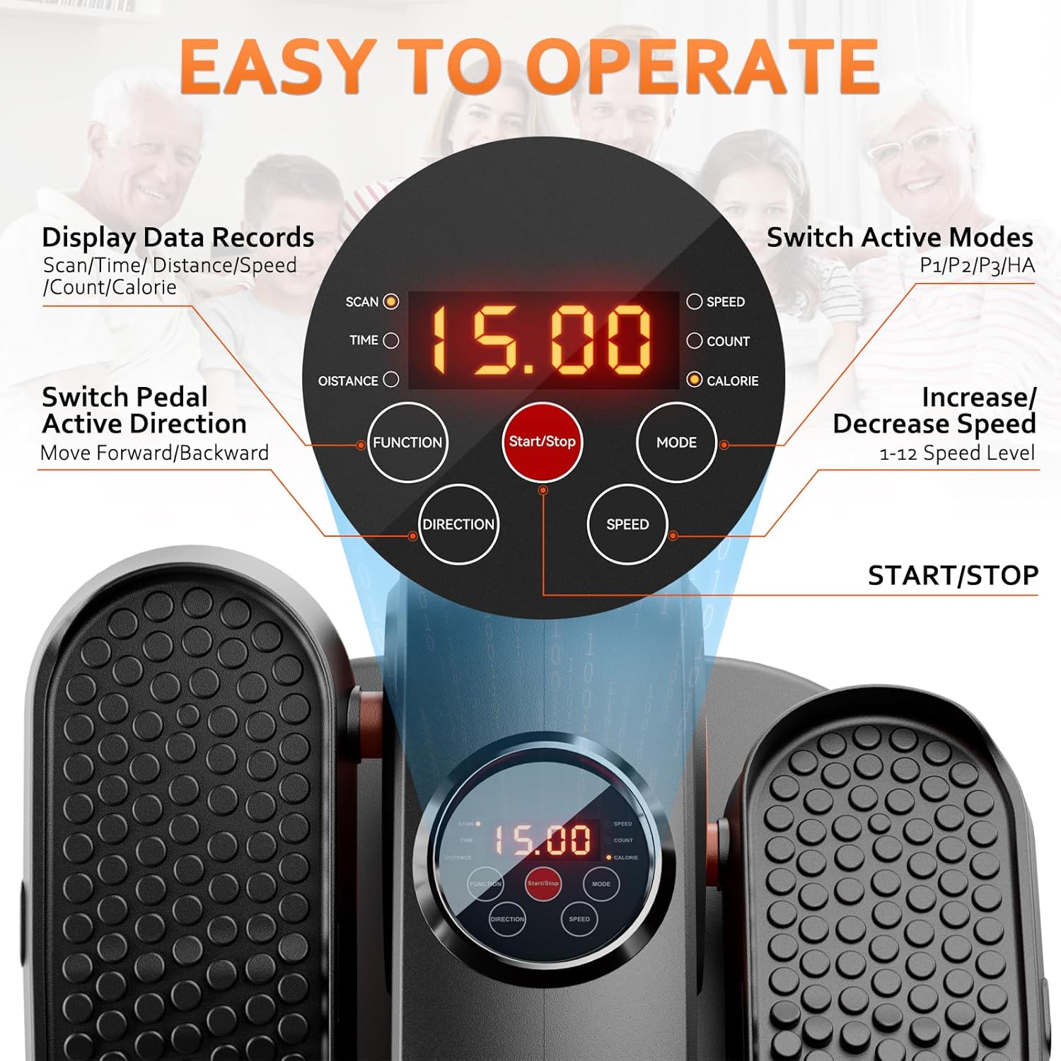 Under Desk Elliptical Machine, Ellipse Exerciser as Seen on TV for Seniors with Remote Control & 12 Adjustable Speeds, Elliptical Machine for Home - Image 4