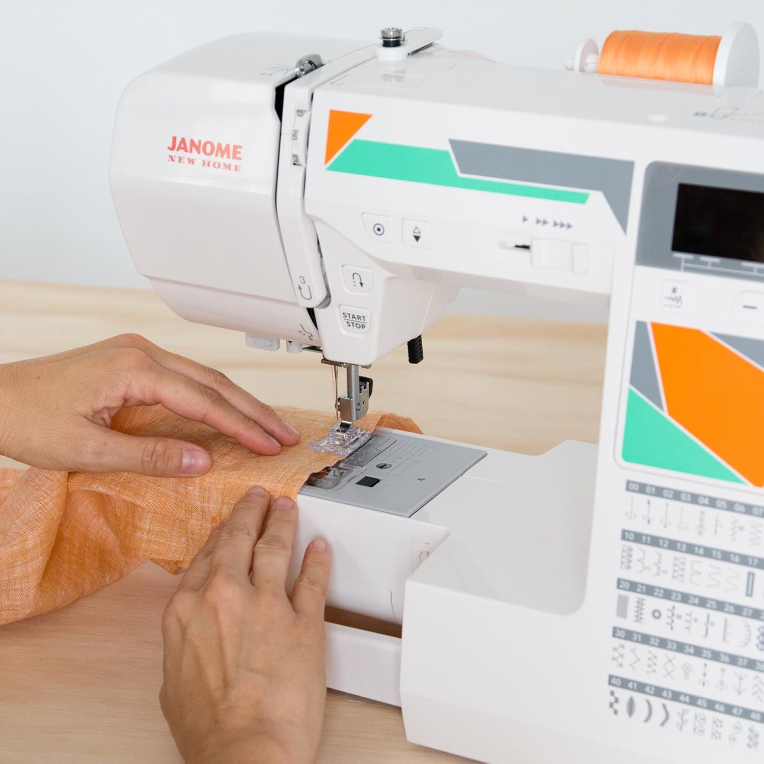 Janome MOD-50 Computerized Sewing Machine with 50 Built-In Stitches, 3 One-Step Buttonholes, Drop Feed and Accessories Red - Image 7