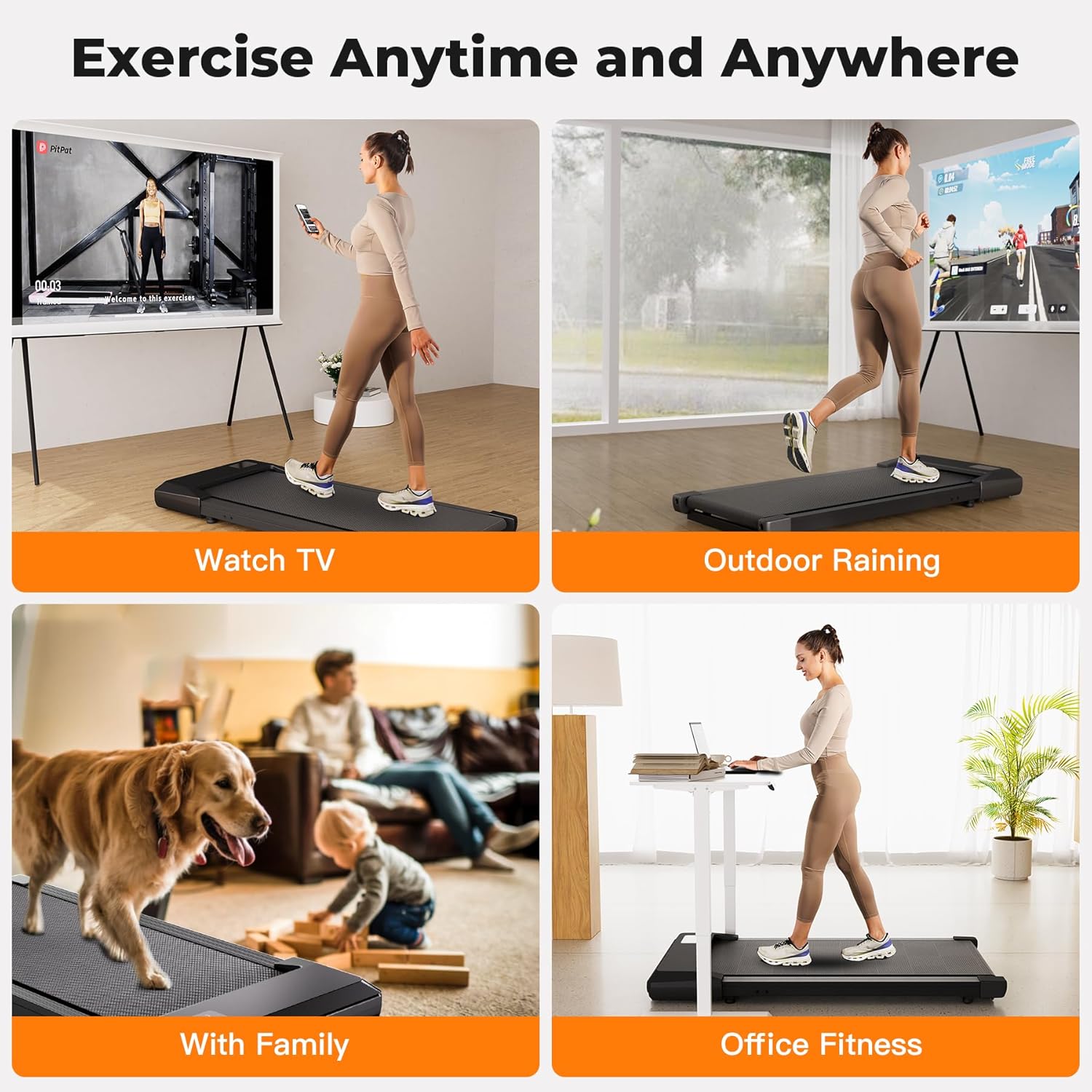 SupeRun Walking Pad, Under Desk Treadmill, 3 in 1 Portable Treadmill with Remote Control LED Display, 2.5 HP Quiet Walking Jogging Machine for Office Home Use, 250 Lbs Capacity - Image 9