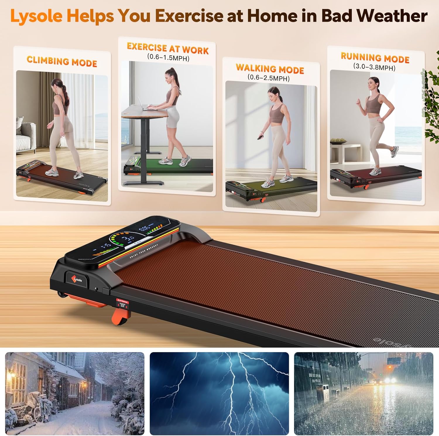 Walking Pad Treadmill with Incline,Treadmills for Home and Office,340 Lb Capacity,4 in 1 Portable Under Desk Treadmill with Remote Control,Large LED Display - Image 5