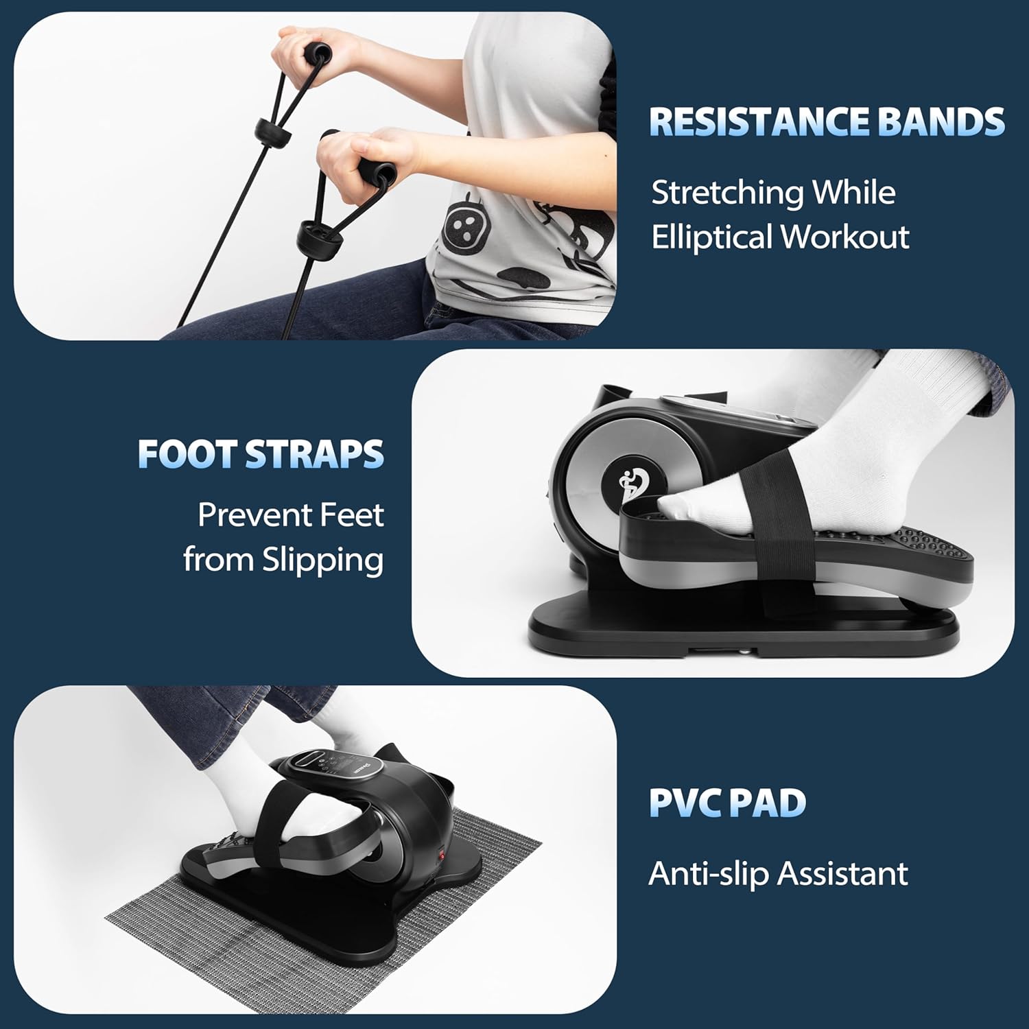Under Desk Elliptical Machine, Ellipse Leg Exerciser As Seen On TV with Remote, 12 Speed Levels for Whole Family, Forward & Reverse Direction, Auto & Manual Mode, Quiet Portable Machine, Home & Office - Image 4