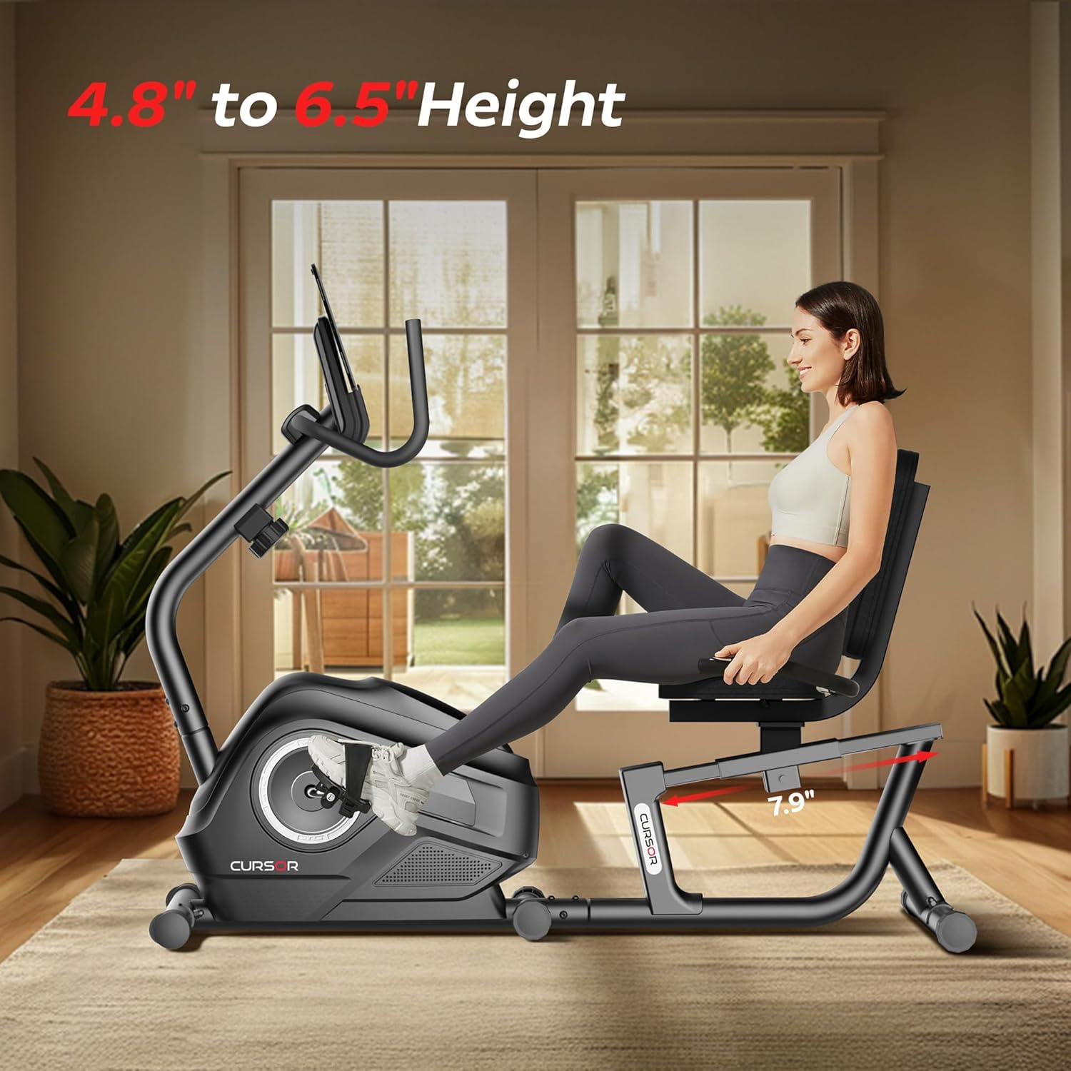 CURSOR FITNESS Recumbent Exercise Bike, Stationary Bikes for Home with Adjustable Seat, 16-Level Magnetic Resistance Recumbent Exercise Bike for Home Gym Cardio Workout Training - Image 5