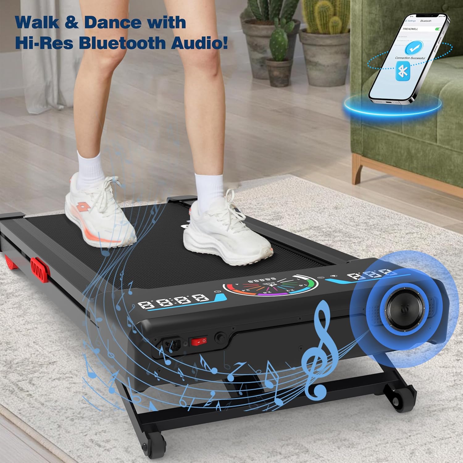 Walking Pad Treadmill with 12% 9-Level Auto Incline, 450 lbs Capacity RGB LED Screen, Bluetooth Speaker Under Desk Treadmill, Compact Treadmills for Home Hiking - Image 4