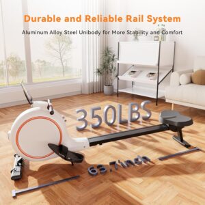 Rowing Machines for Home Exercise, 300 LBS Weight Capacity Row Machine, 33 Level Quiet & Smooth Rower Machine with LED Monitor, App Supported, Tablet Holder and Comfortable Seat Cushion