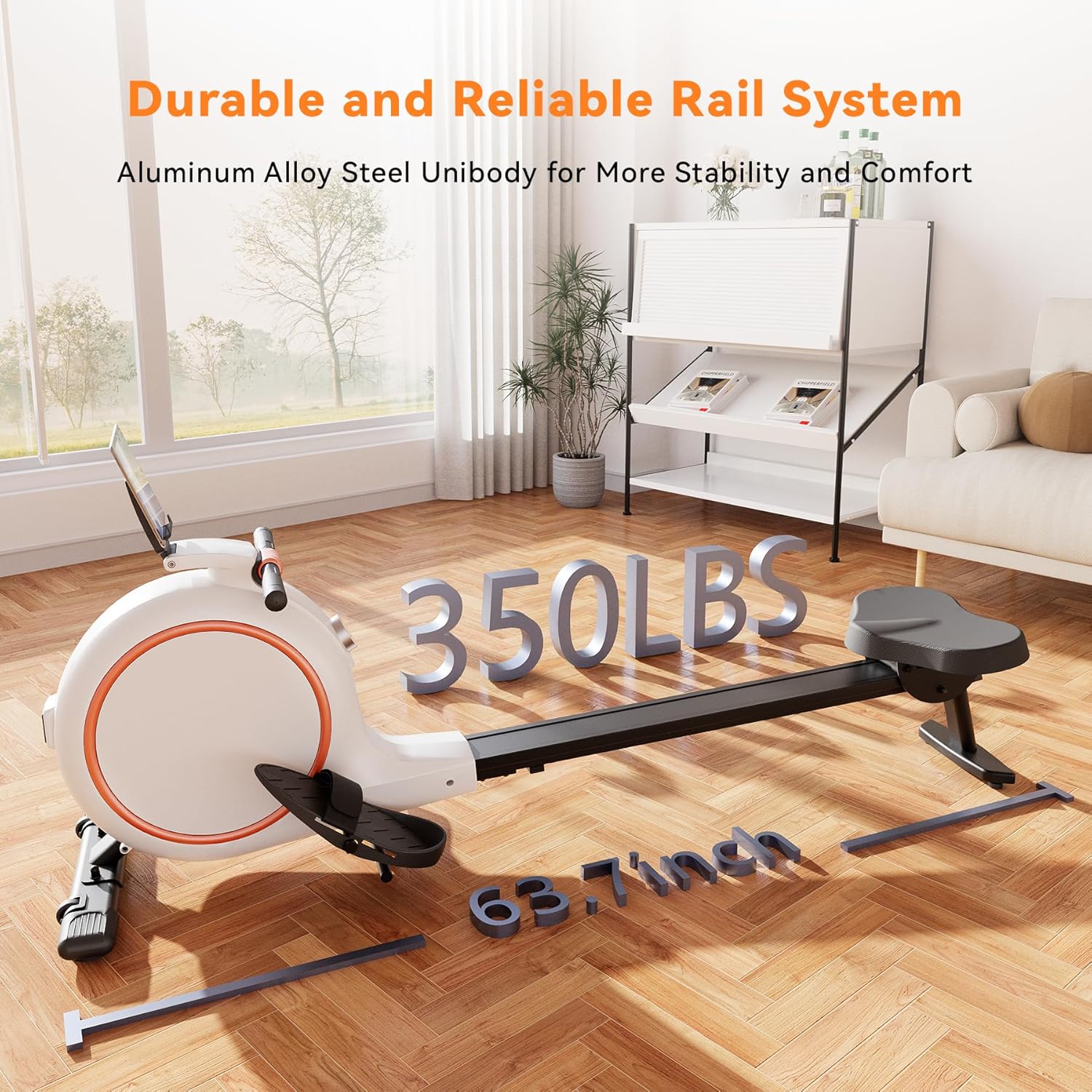 Rowing Machines for Home Exercise, 300 LBS Weight Capacity Row Machine, 33 Level Quiet & Smooth Rower Machine with LED Monitor, App Supported, Tablet Holder and Comfortable Seat Cushion - Image 2