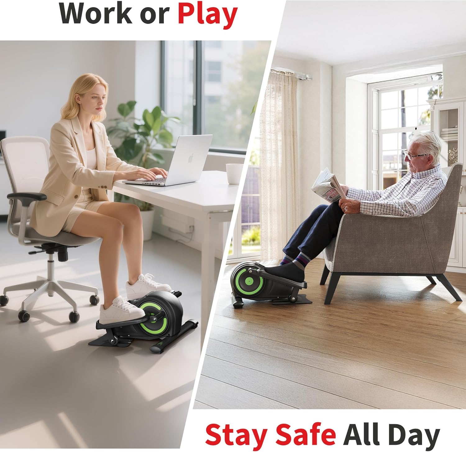 Under Desk Elliptical Machine, Ellipse Leg Exerciser as Seen on TV for Seniors, Pedal Exerciser Fully Assembled with 8 Resistance Levels, Portable Leg Exerciser for Home Office - Image 7