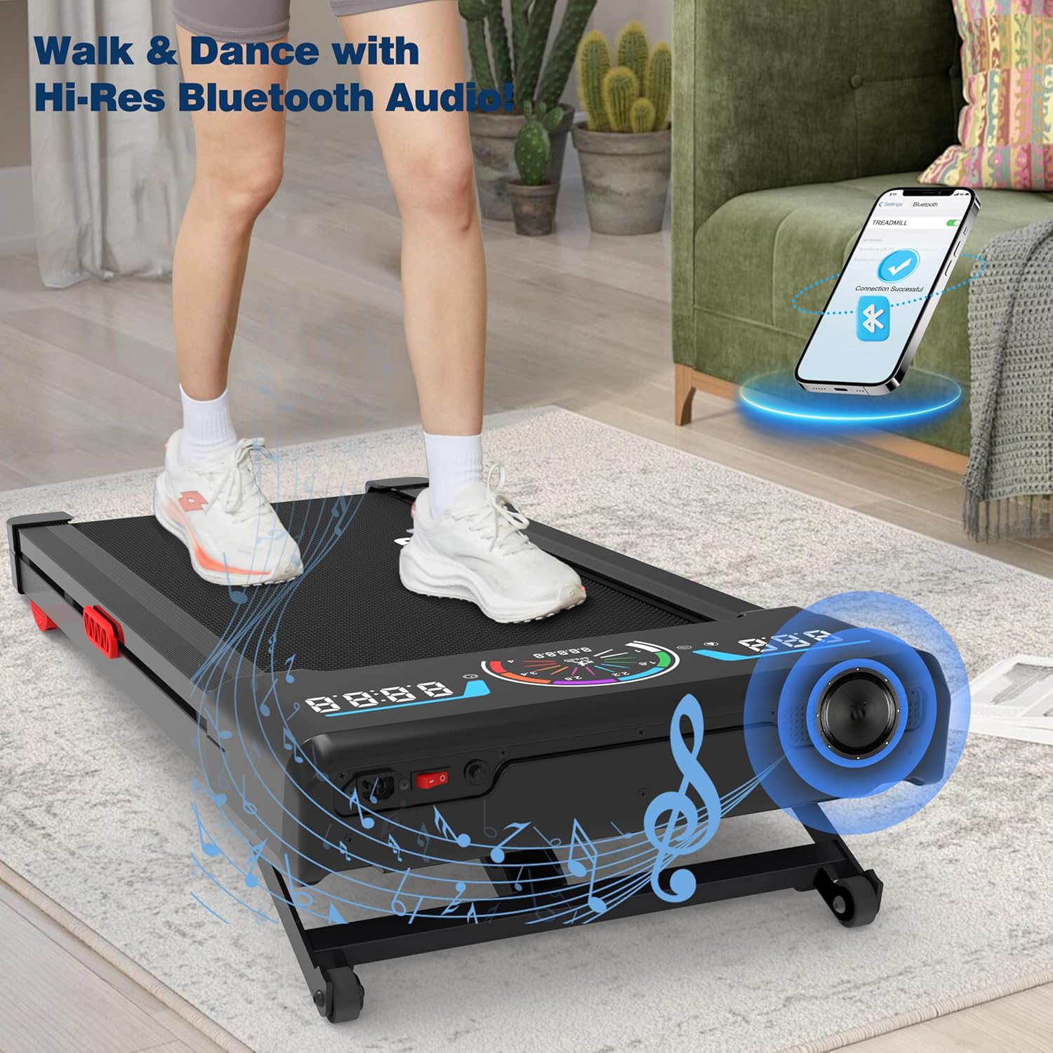 Walking Pad Treadmill with Incline, Under Desk Treadmill with Incline, Compact & Portable Treadmills for Home Small/Office, Grey - Image 4