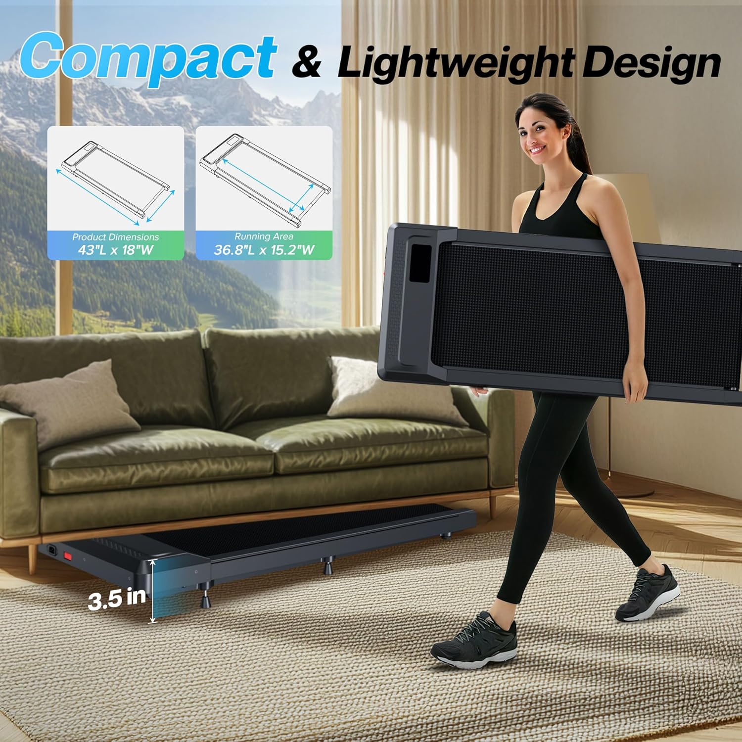 WELLFIT Walking Pad, Under Desk Treadmill with Incline, Portable Walking Pad Treadmill for Home and Office with APP & Remote Control and LED Display, 265 lbs Capacity - Image 6