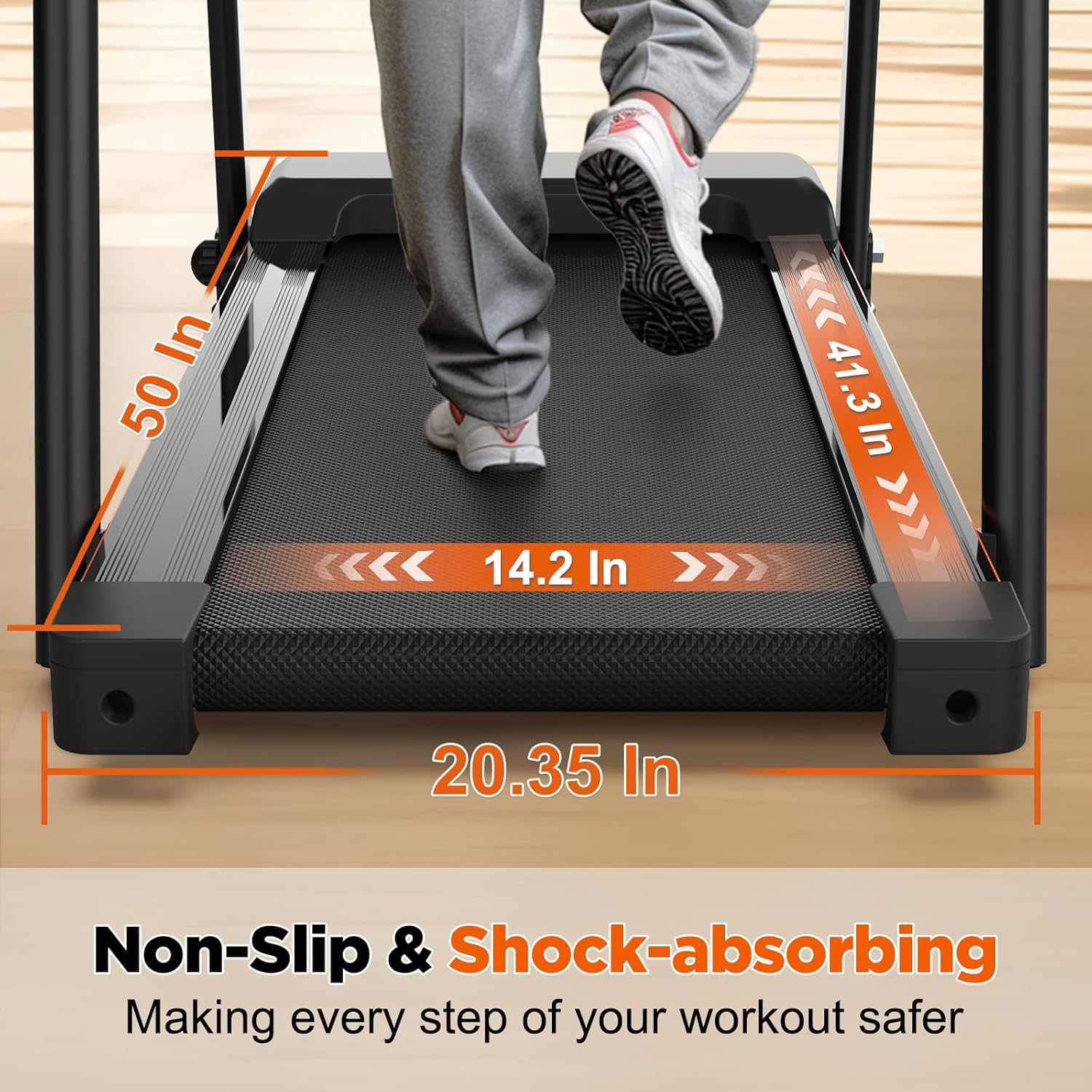 Treadmills for Seniors with Long Handrails, Foldable Treadmill for Home Use - Bluetooth App Connect & Heart Rate Monitor, Safe for Elderly & Family - Image 7