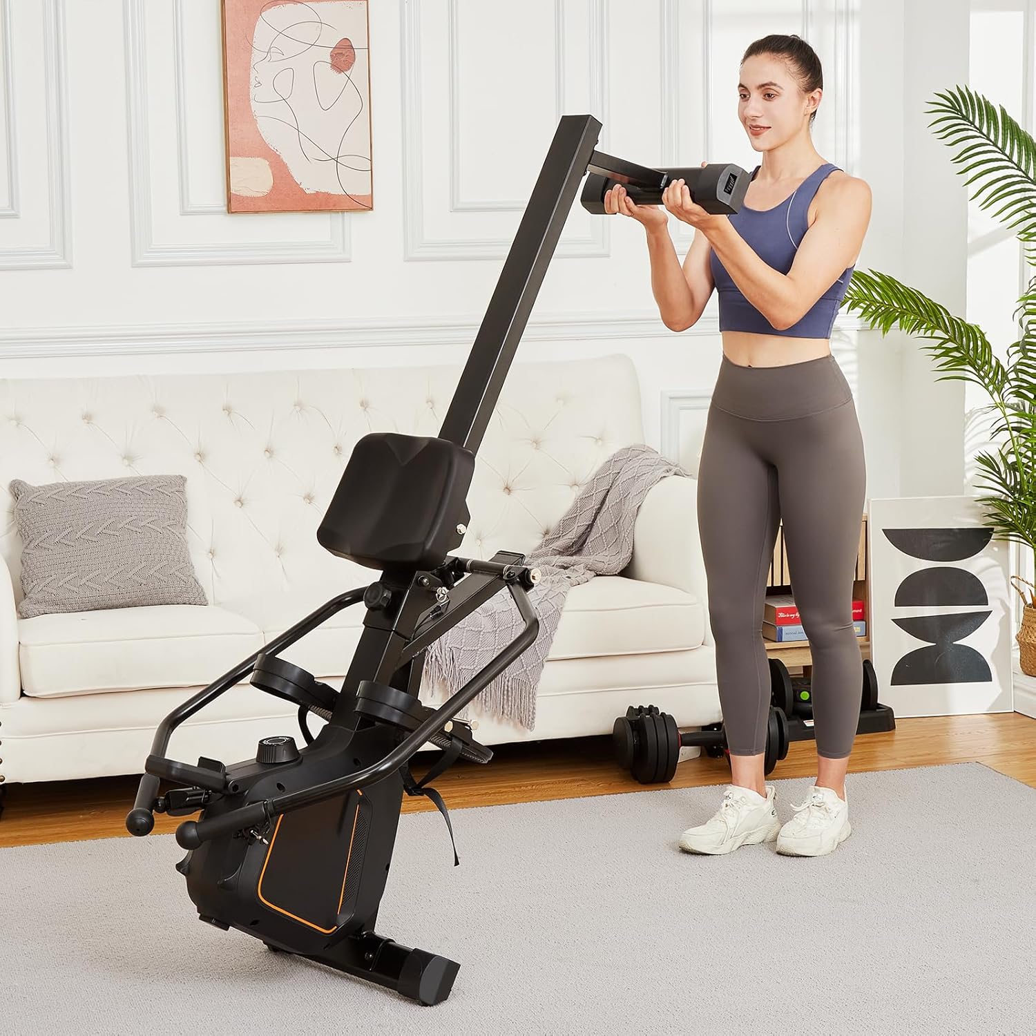 Magnetic Rowing Machine for Home with 350lb Weight Capacity, 14/32 Level Magnetic Resistance, Foldable & Compact Rower Machine, Exercise Equipment for Home Gym, Row Machine Movable - Image 7