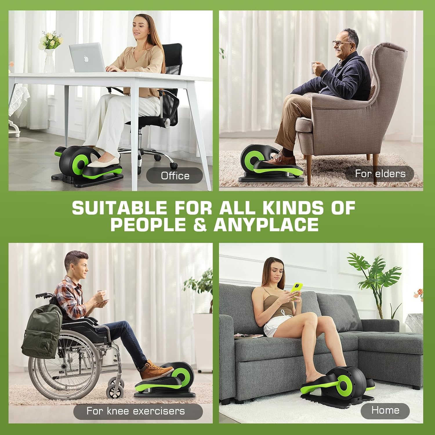 ANCHEER Under Desk Elliptical Machine - Quiet Pedal Exerciser for Seniors, Office & Home, Low-Impact Seated Leg Workout Equipment, Smart LCD Display, Remote Control - Image 7