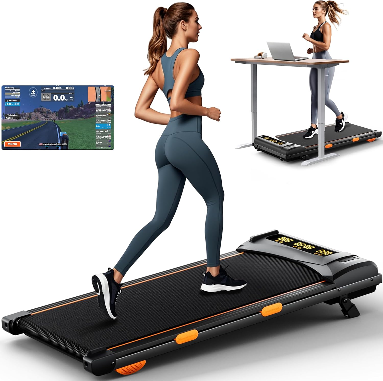 340lb Capacity Walking Pad Treadmill with 12% Incline, Big LED Display Under Desk Treadmill Support Full Manual/3-Preset Countdown/App Mode, Portable Treadmills