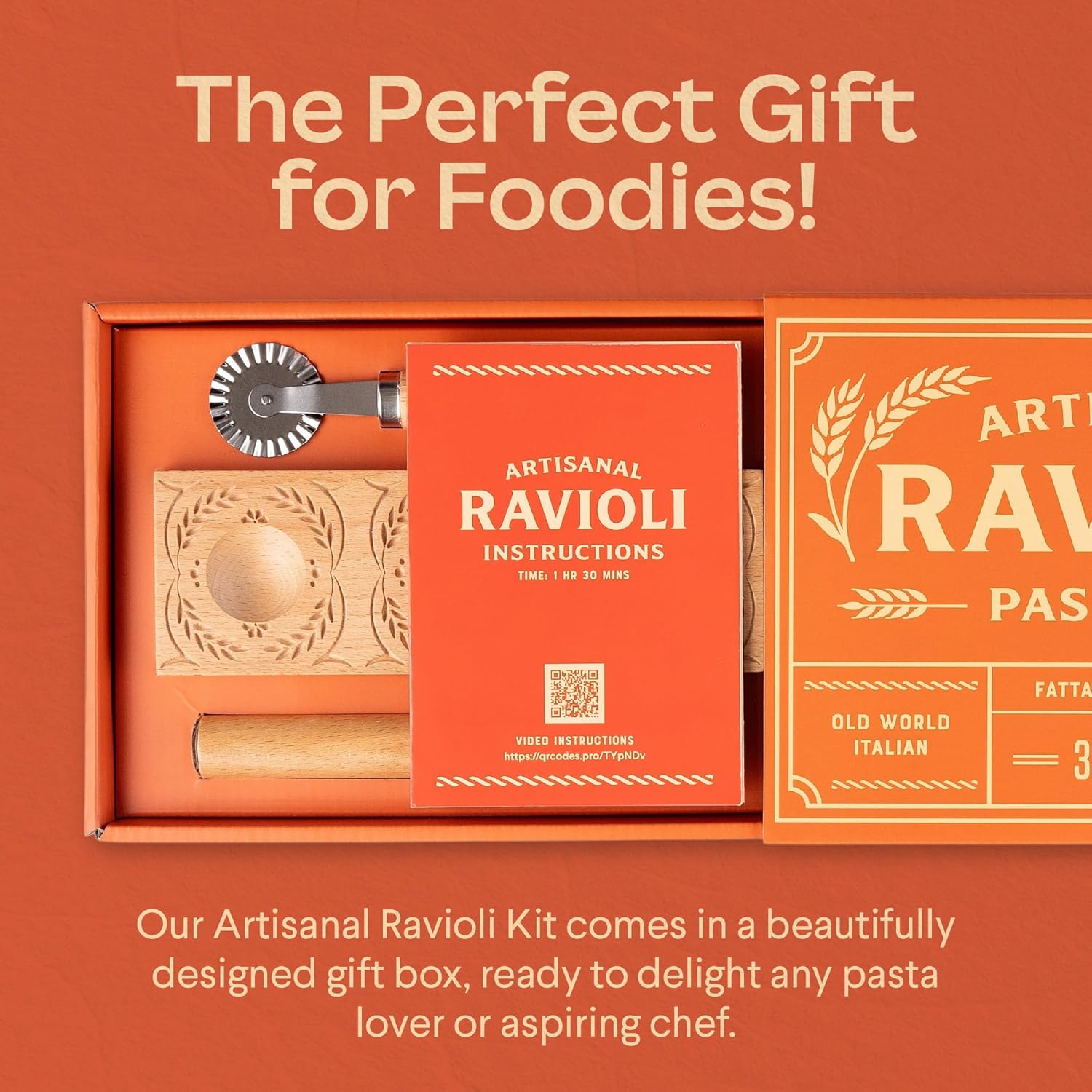 Cooking Gift Set Co. Artisanal Ravioli Maker Press, Wooden Ravioli Mold & Pasta Maker, Ravioli Press, Pasta Cutter Wheel, Ravioli Maker Tool, Guide Pasta Making Tools Set for Homemade Pasta (3 Piece) - Image 6