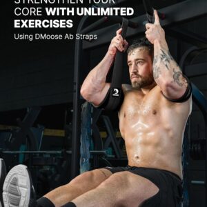 DMoose Fitness Hanging Ab Straps for Pull Up Bar & Core Strength Training – Soft Padded Exercise Straps for Ab Swing & Leg Raises, Hang Bar Strap with 2 Steel Carabiners – Abs Equipment for Home & Gym