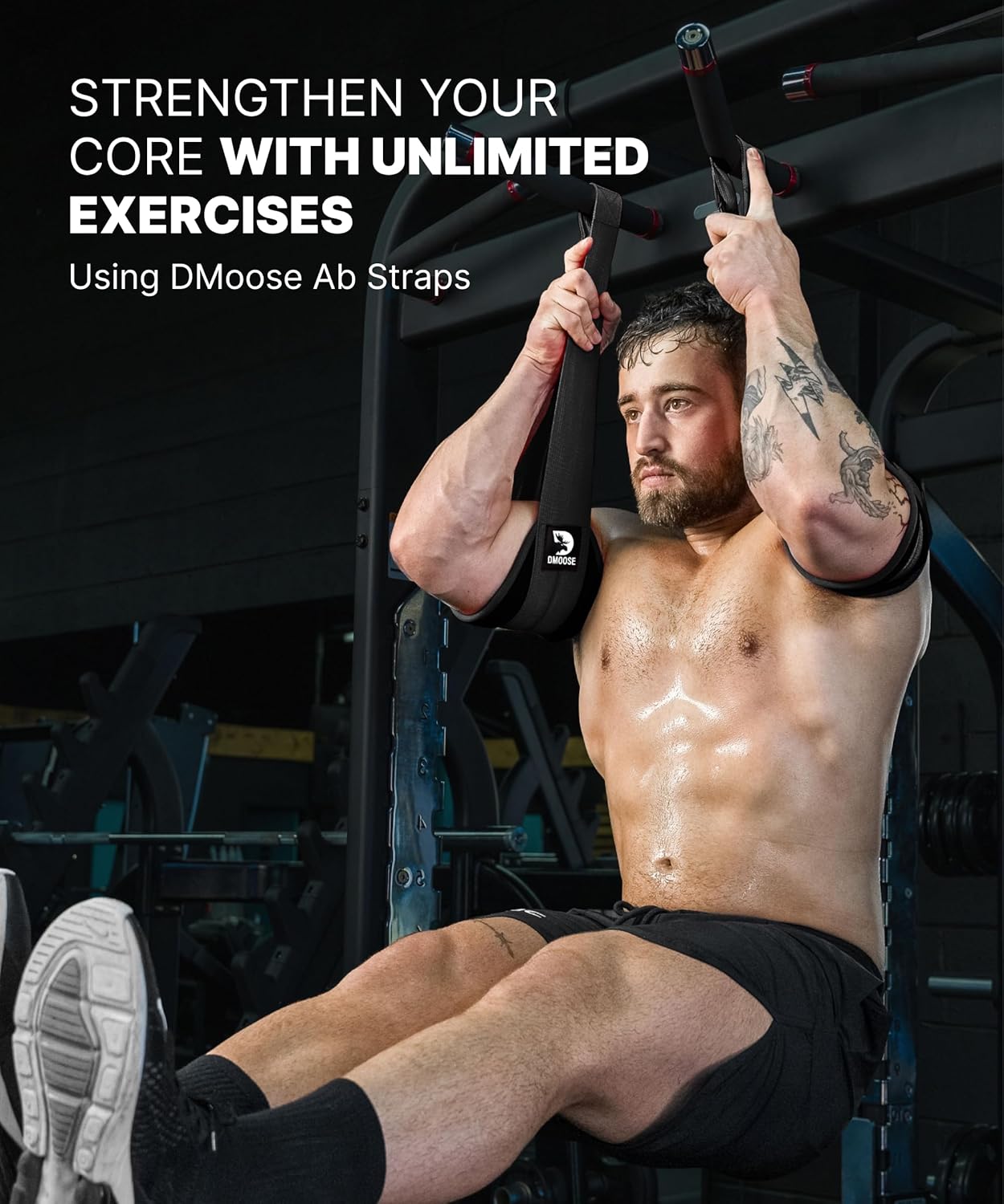 DMoose Fitness Hanging Ab Straps for Pull Up Bar & Core Strength Training - Soft Padded Exercise Straps for Ab Swing & Leg Raises, Hang Bar Strap with 2 Steel Carabiners - Abs Equipment for Home & Gym - Image 2