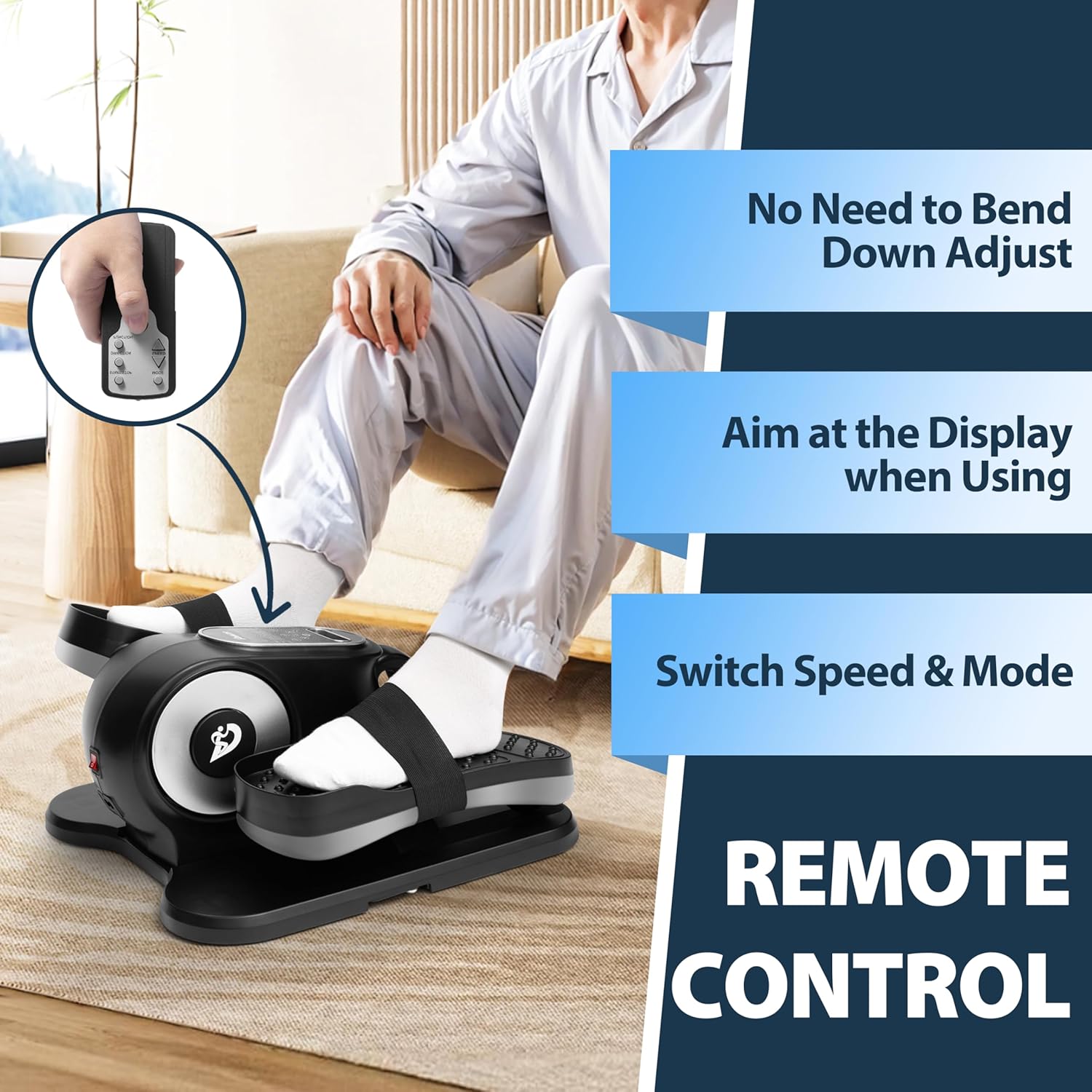 Under Desk Elliptical Machine, Ellipse Leg Exerciser As Seen On TV with Remote, 12 Speed Levels for Whole Family, Forward & Reverse Direction, Auto & Manual Mode, Quiet Portable Machine, Home & Office - Image 3