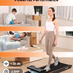 Walking Pad Under Desk Treadmill, 2.5HP Quiet Brushless Small Treadmill for Home and Office, Compact Portable Walking pad with Remote & App Control for Walking and Jogging