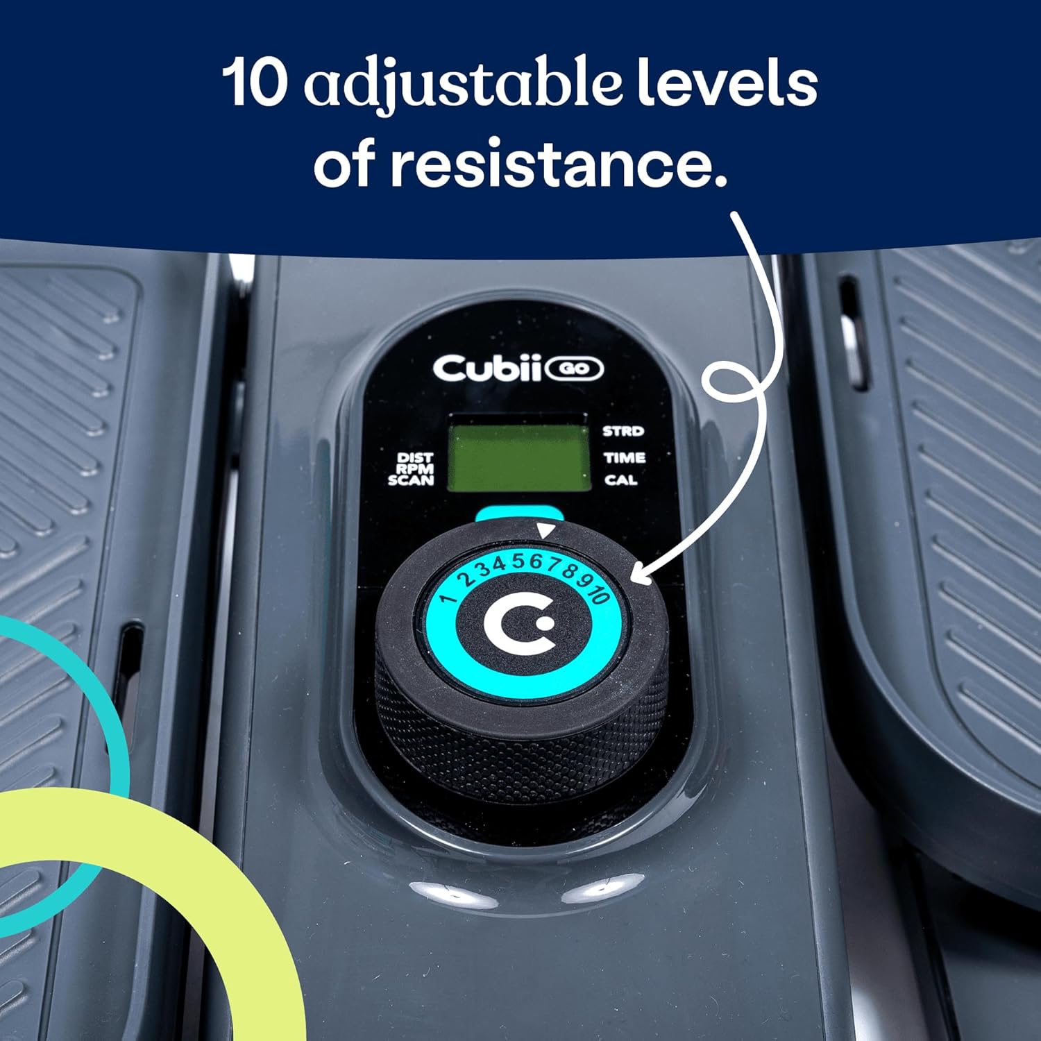 Cubii GO Aqua - Compact Whisper Quiet Under Desk Elliptical with LCD Monitor, Adjustable Resistance, Portable Design with Telescopic Handle & Wheels - Image 5