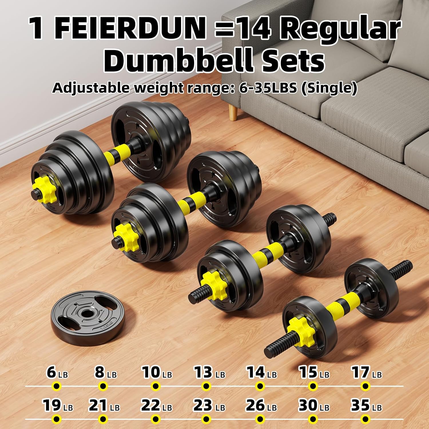 Adjustable Dumbbell Set, 10-90lbs Free Weights with Connector – 4 in 1 Dumbbells, Barbell, Kettlebell & Push Up Stand, Adjustable Weights Set for Home Gym Fitness Equipment for Men & Women - Image 3