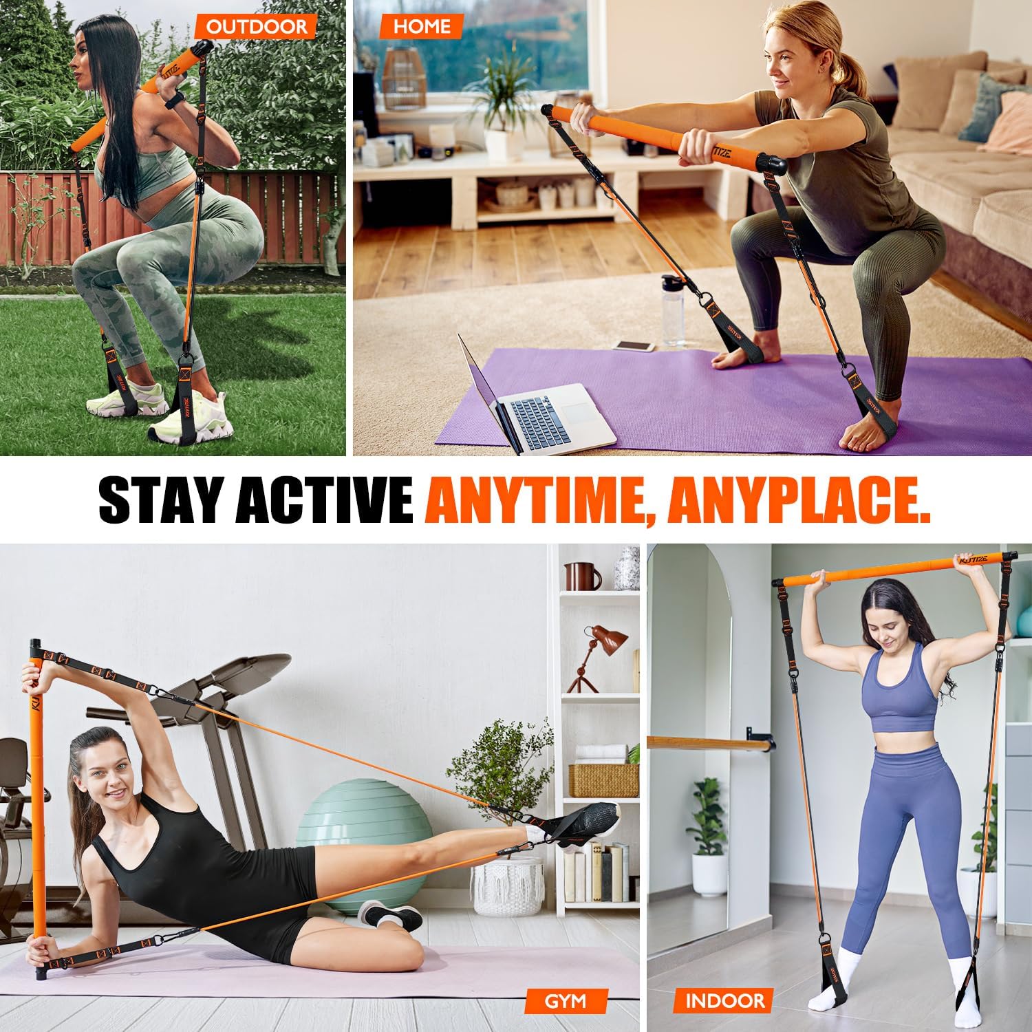 Pilates Bar Kit with Resistance Bands, Pilates Equipment, Multifunctional Pilates Bar for Women & Men, Pilates kit for Hip, Back, Arm, Full-Body Workouts, Home Gym Strength Training Equipment - Image 6