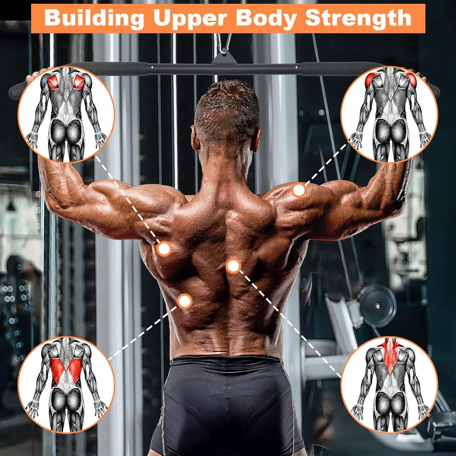 SERTT 39.37 Inch LAT Pulldown Bar Attachment for Pulley Cable Machine, Curl Tricep Press Down Bar with Rubber Handle, LAT Pull Down Bar Accessories for Gym, Strength Workout, Muscle Building - Image 6