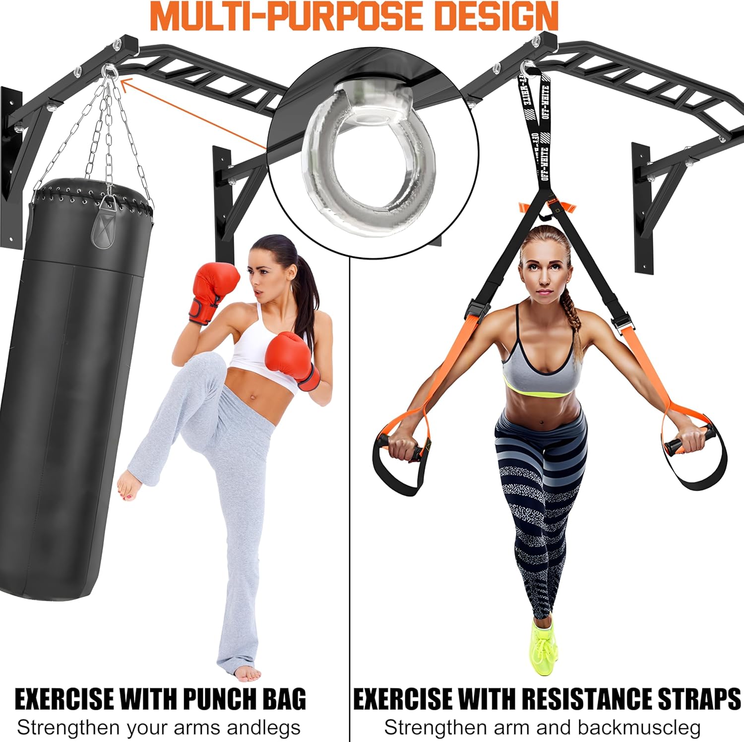 Upgraded-HWOOUSA Pull Up Bar Wall Mounted,Heavy Duty Multi Grip Bar with 14 Grip Positions,Space Saving Home Gym Equipment -Ideal for Garage,Outdoor Strength Training, Chin Up Bar,Supports to 600 Lbs - Image 7