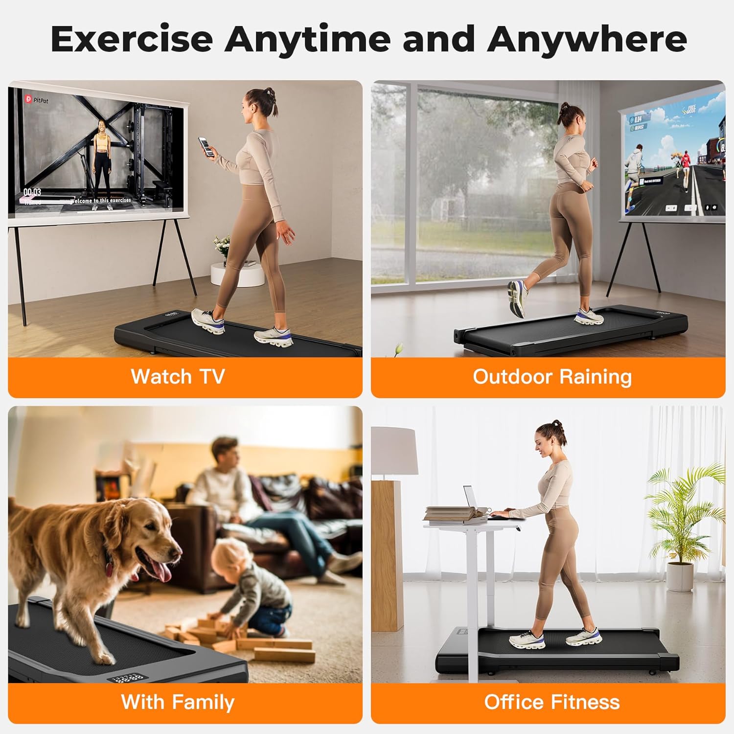 SupeRun Walking Pad, Under Desk Treadmill, 3 in 1 Portable Treadmill with Remote Control LED Display, 2.5 HP Quiet Walking Jogging Machine for Office Home Use, 250 Lbs Capacity - Image 9