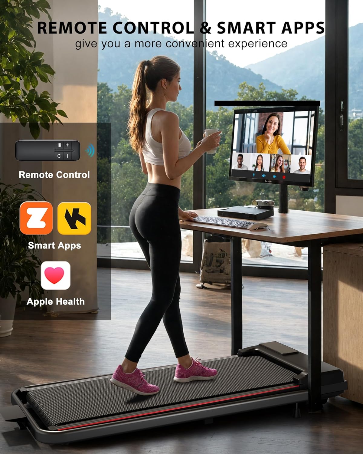 12% Incline Walking Pad Treadmill, 320lb Capacity Under Desk Treadmill with Full Manual/3-Preset Countdown/App Mode, Portable Treadmills for Small Spaces, Home, Office - Image 3