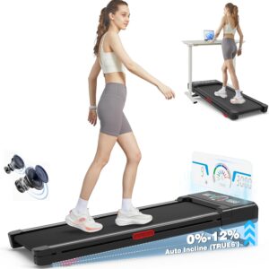 Walking Pad Treadmill with Incline, Under Desk Treadmill with Incline, Compact & Portable Treadmills for Home Small/Office, Grey