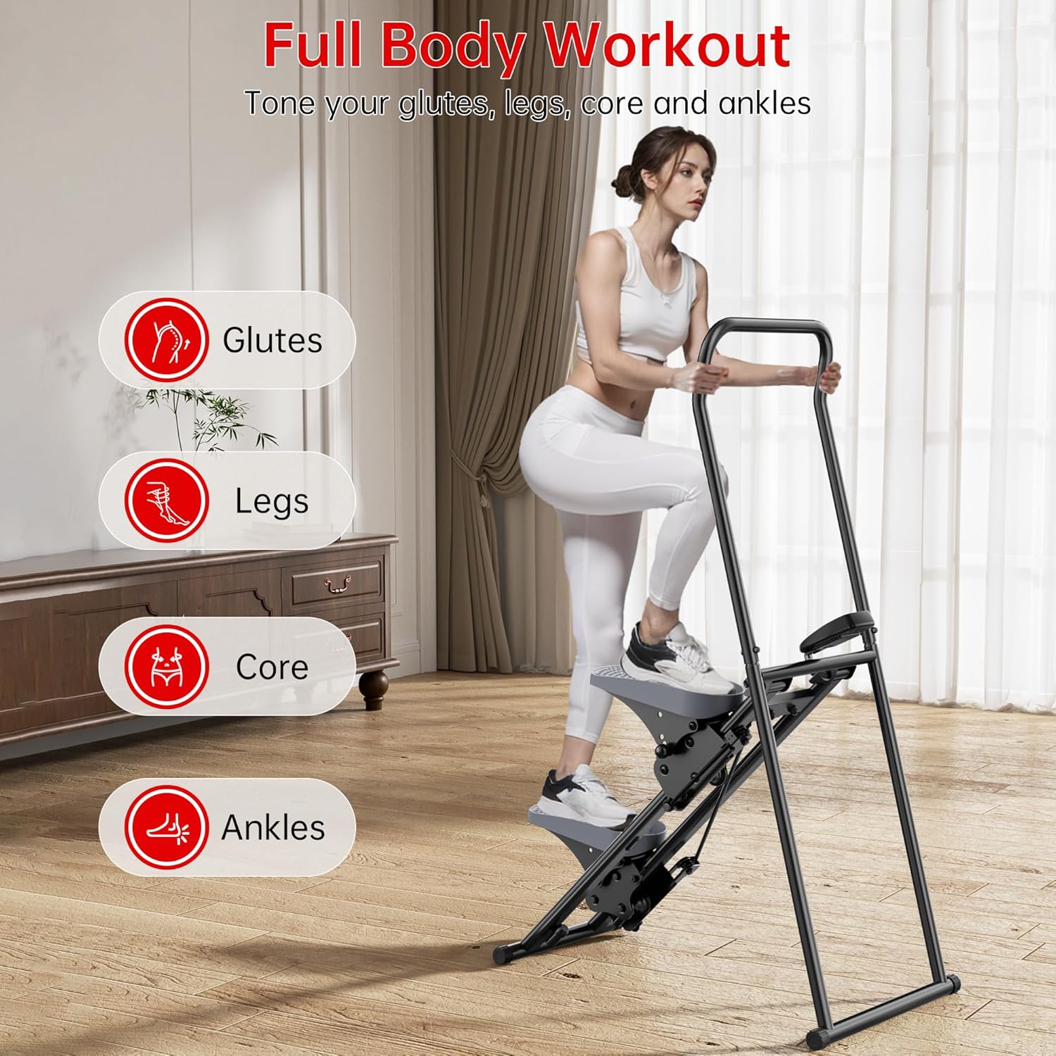 Stair Stepper Machine for Home with Device Holder & Silicone Floor Mat, Extra-Long Non-Slip Pedals Vertical Climber Exercise Machine - Image 2