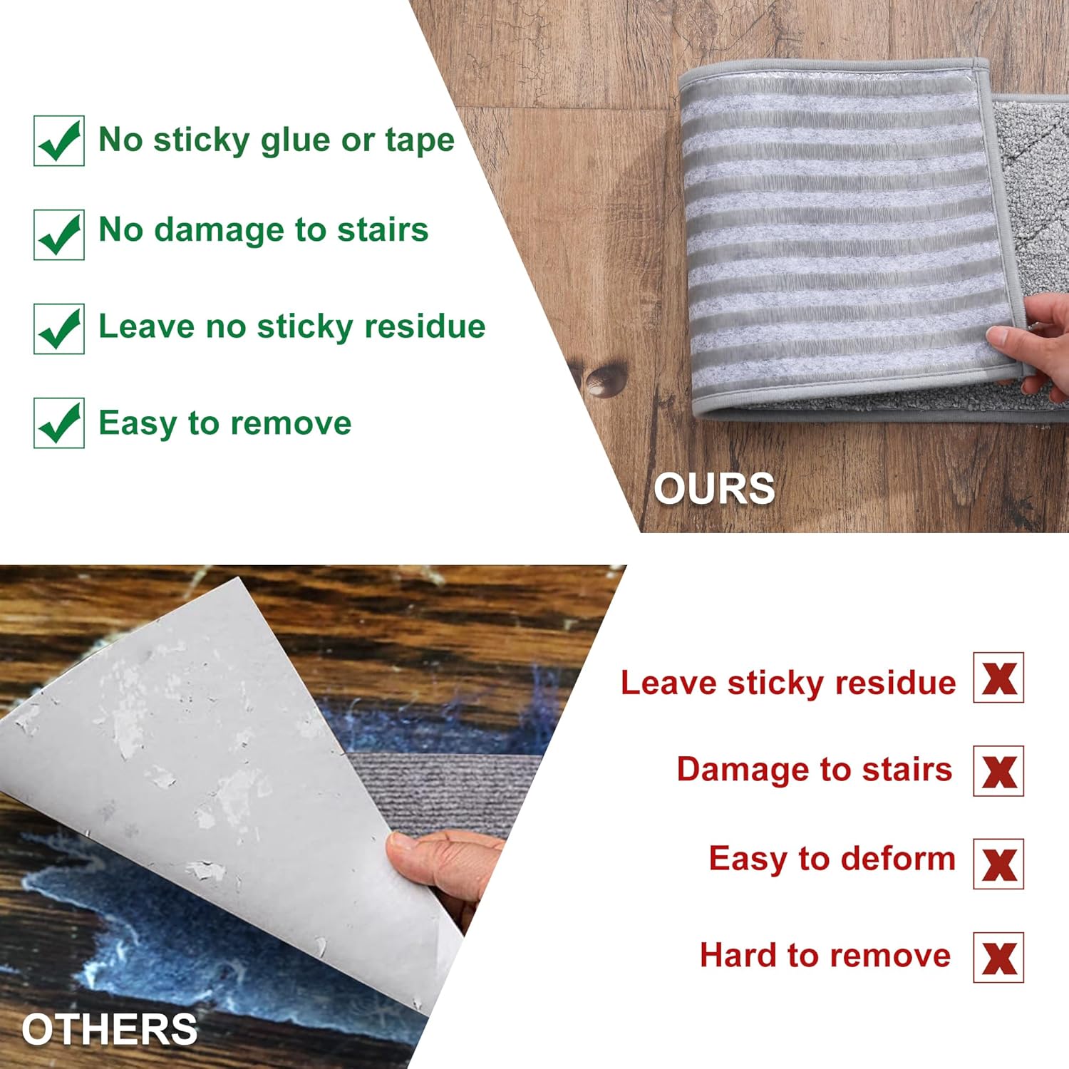 BEQHAUSE Stair Treads Non Slip Stair Runners Step Carpet Mat for Wooden Steps Indoor Machine Washable 28inX9in Edging Polyester Soft Stair Rugs for Kids Elders Pets with TPE Backing(Grey,7pcs) - Image 6