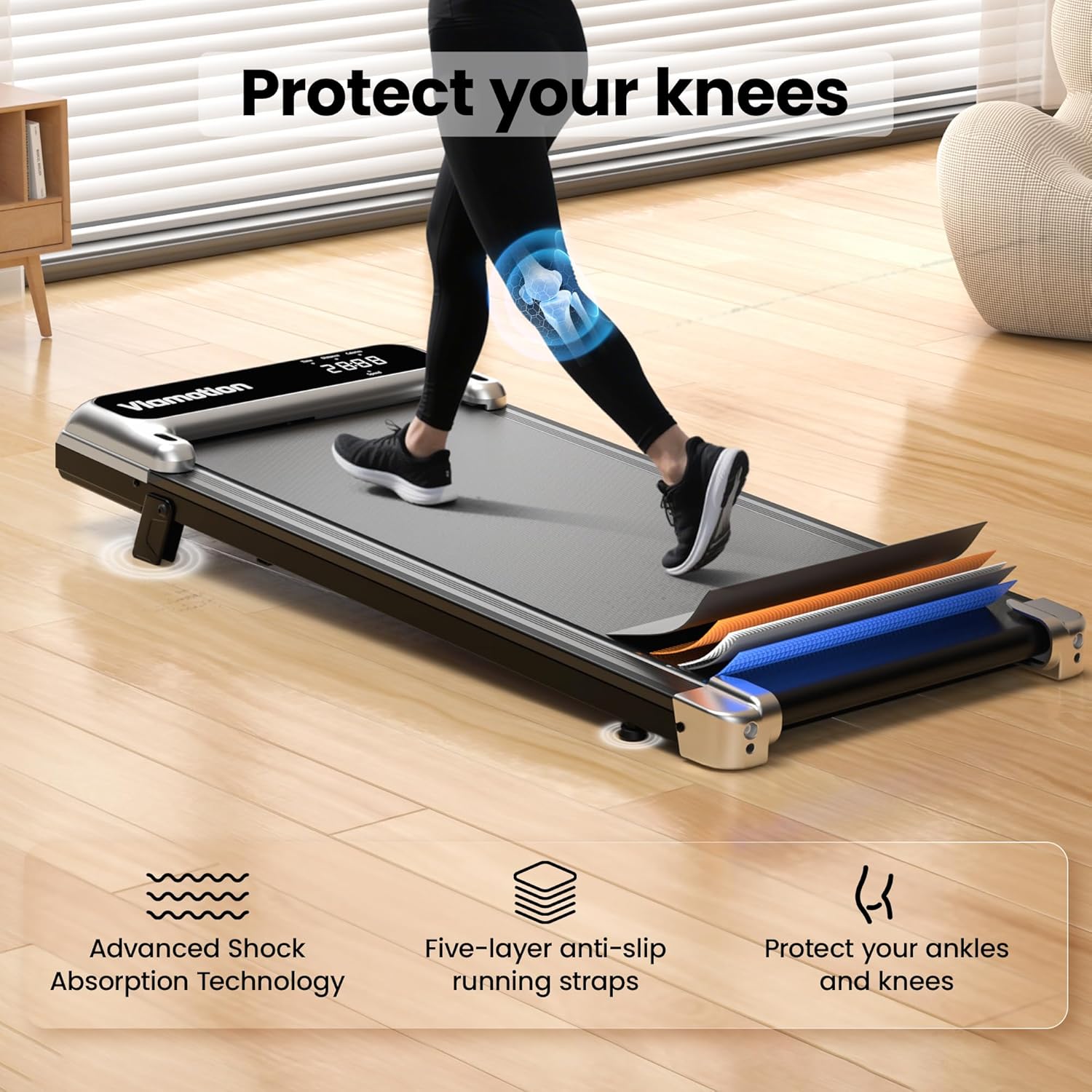 Walking Pad,Under Desk Treadmill with Incline,2.5HP Low Noise Walking Pad with Remote and LED Display,Portable Walking Pad with 265 lbs Weight Capacity,Under Desk Treadmill Home Office - Image 5