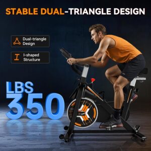 Exercise Bike, WENOKER Stationary Bike for Home, Indoor Bike with Silent Belt Drive, Heavy Flywheel, Multi-grips Handlebar and Upgraded Digital Display