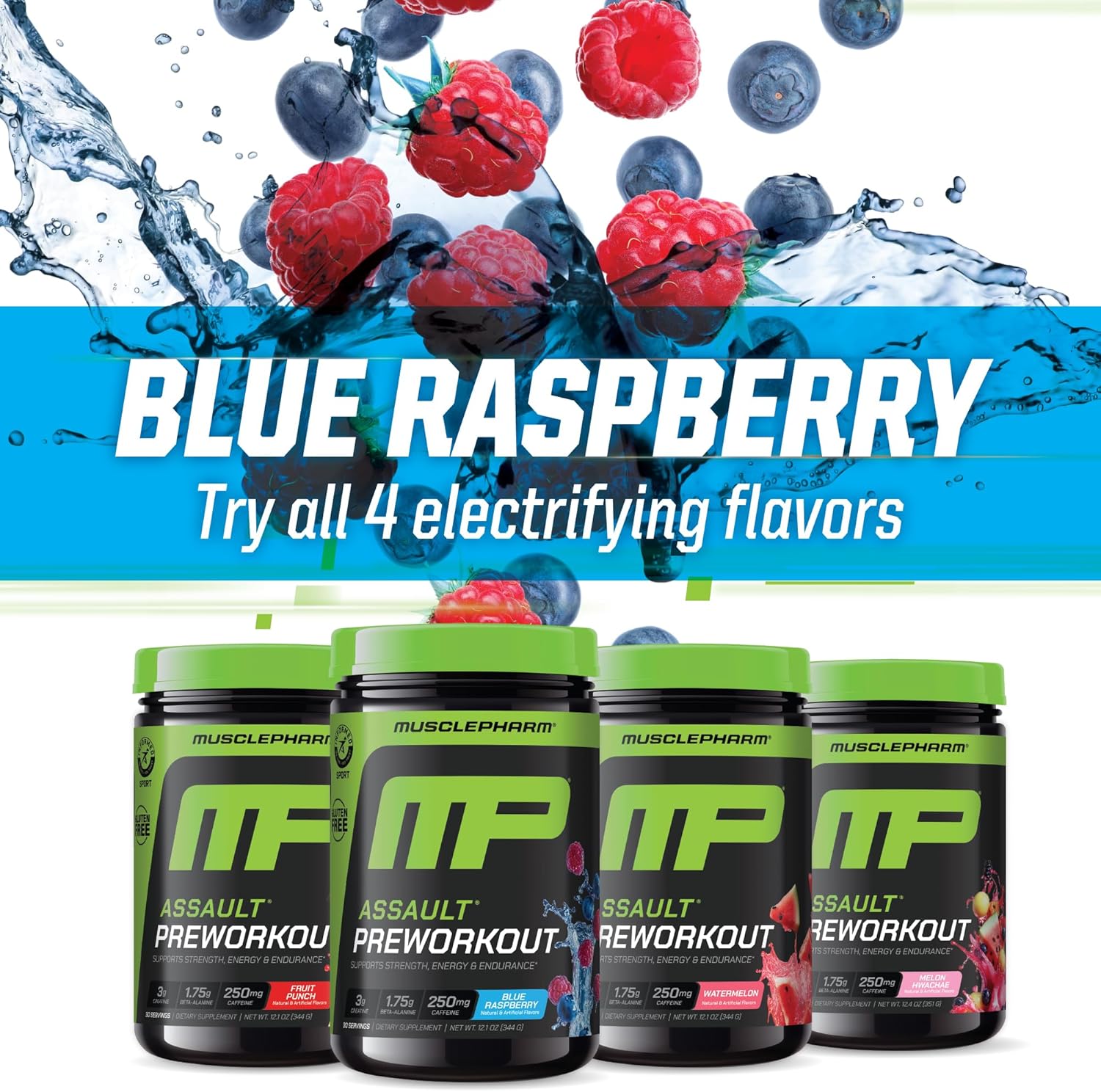 Muscle Pharm Assault Energy & Strength Pre Workout Powder for Men & Women with Beta Alanine, Caffeine, Creatine & Betaine Anhydrous, Pre-Workout Supplements, 30 Servings, Blue Raspberry Flavor - Image 7